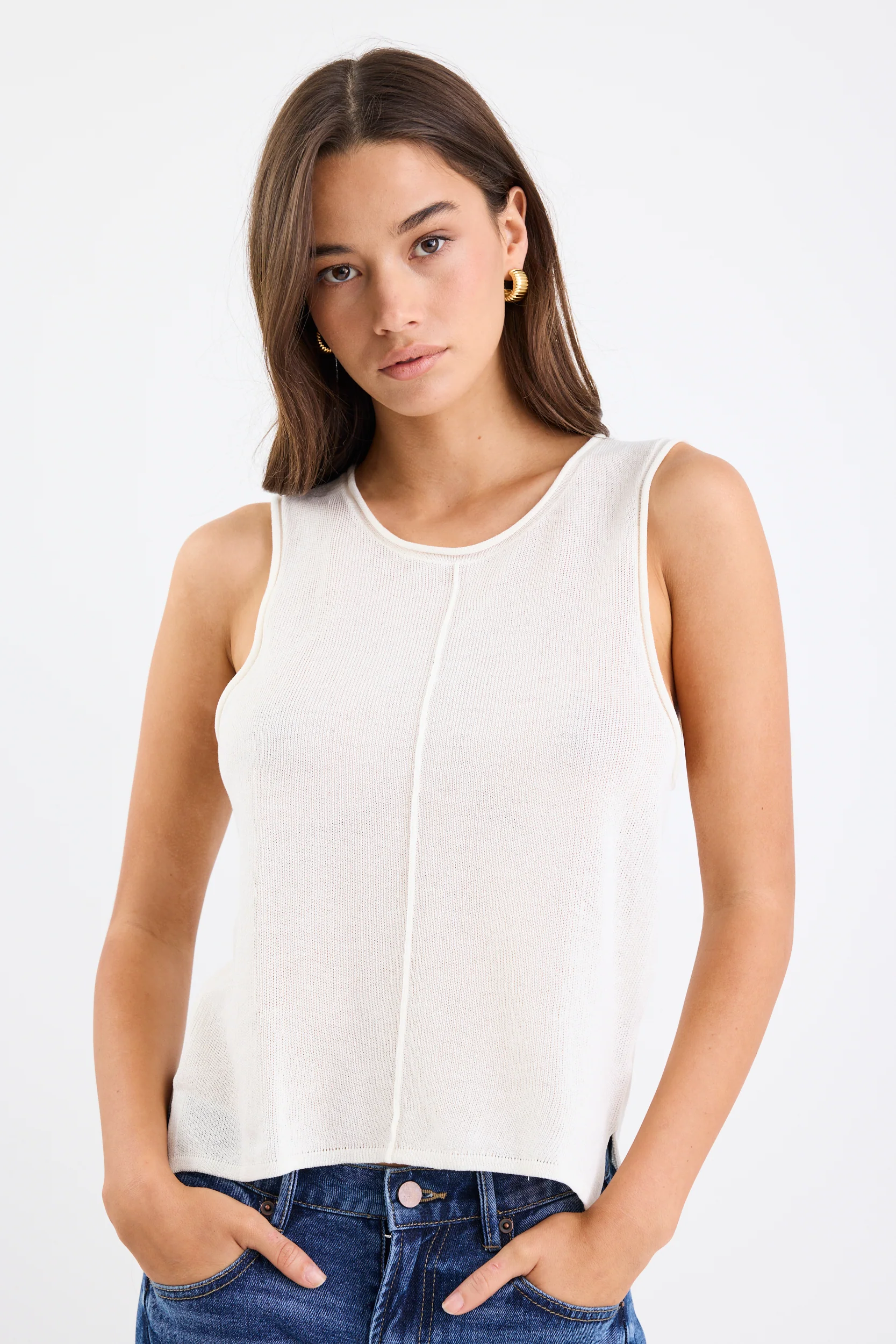 Nomad Ivory Lightweight Knit Tank Top - Image 2