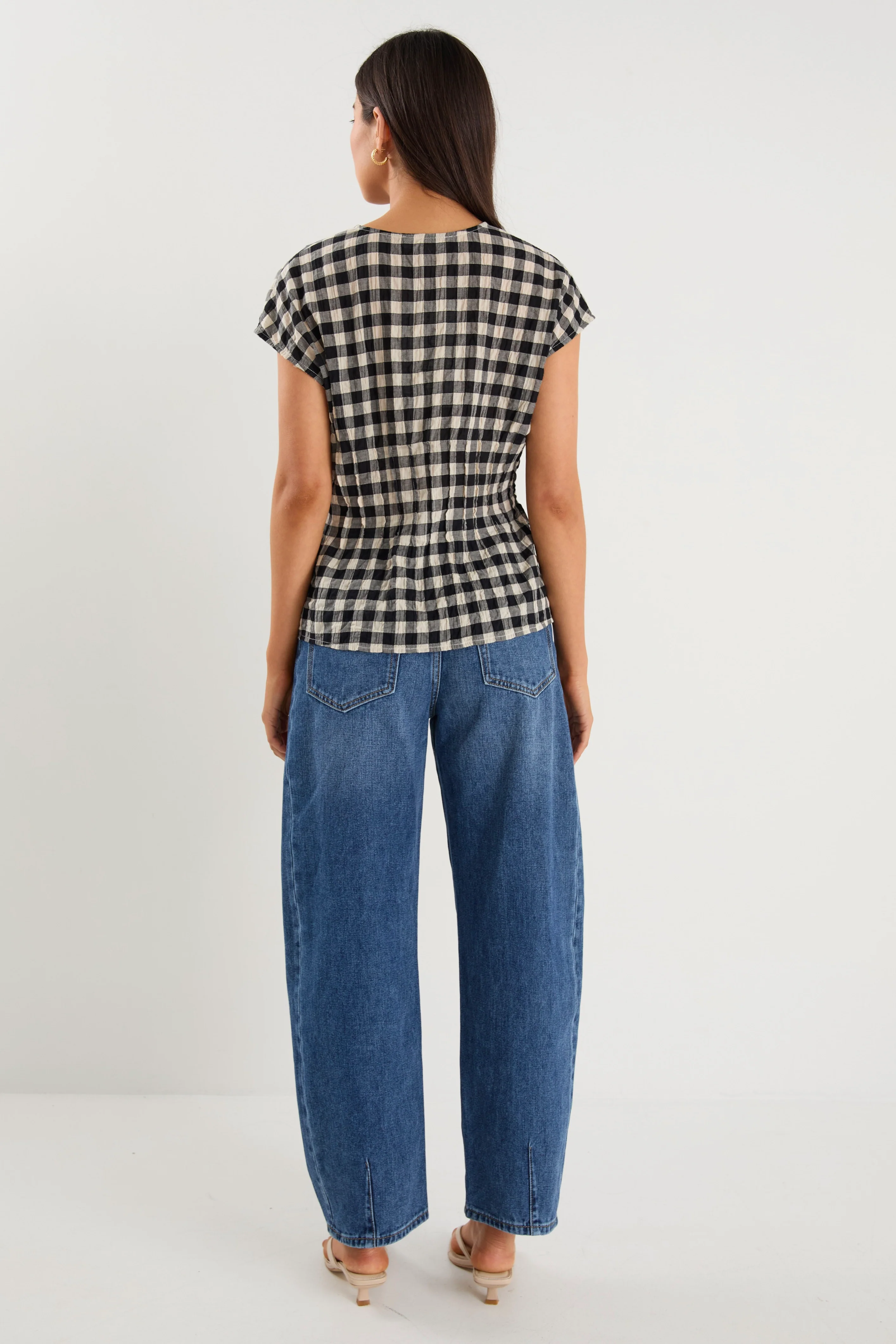 Nouveau Black Gingham Tie Front Vest - Image 6