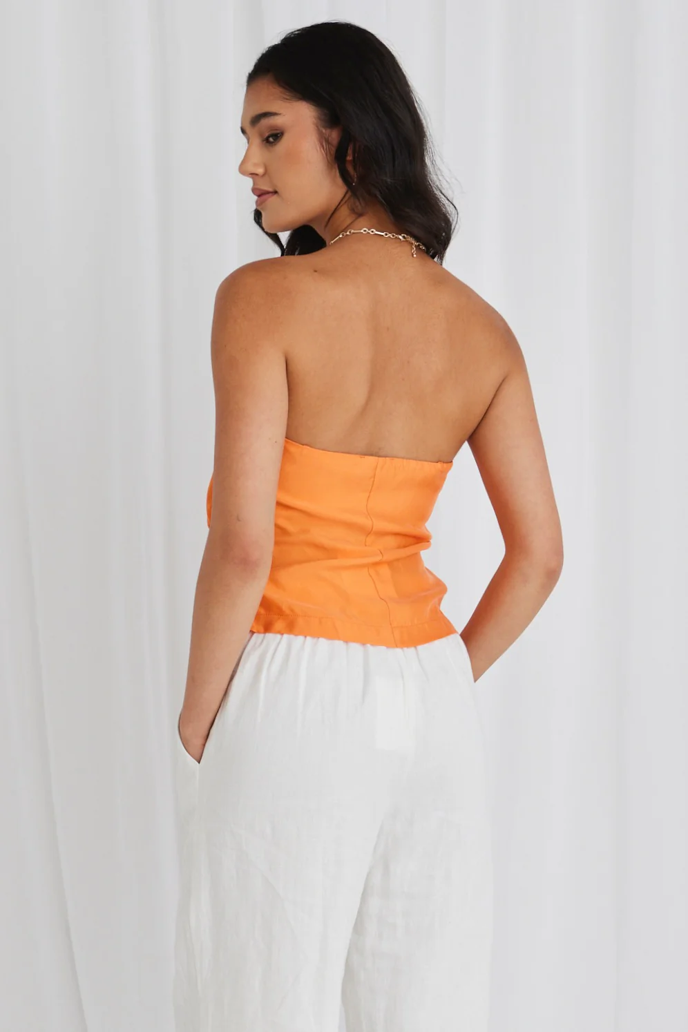Observation Mandarin Cupro Strapless Top - Image 4