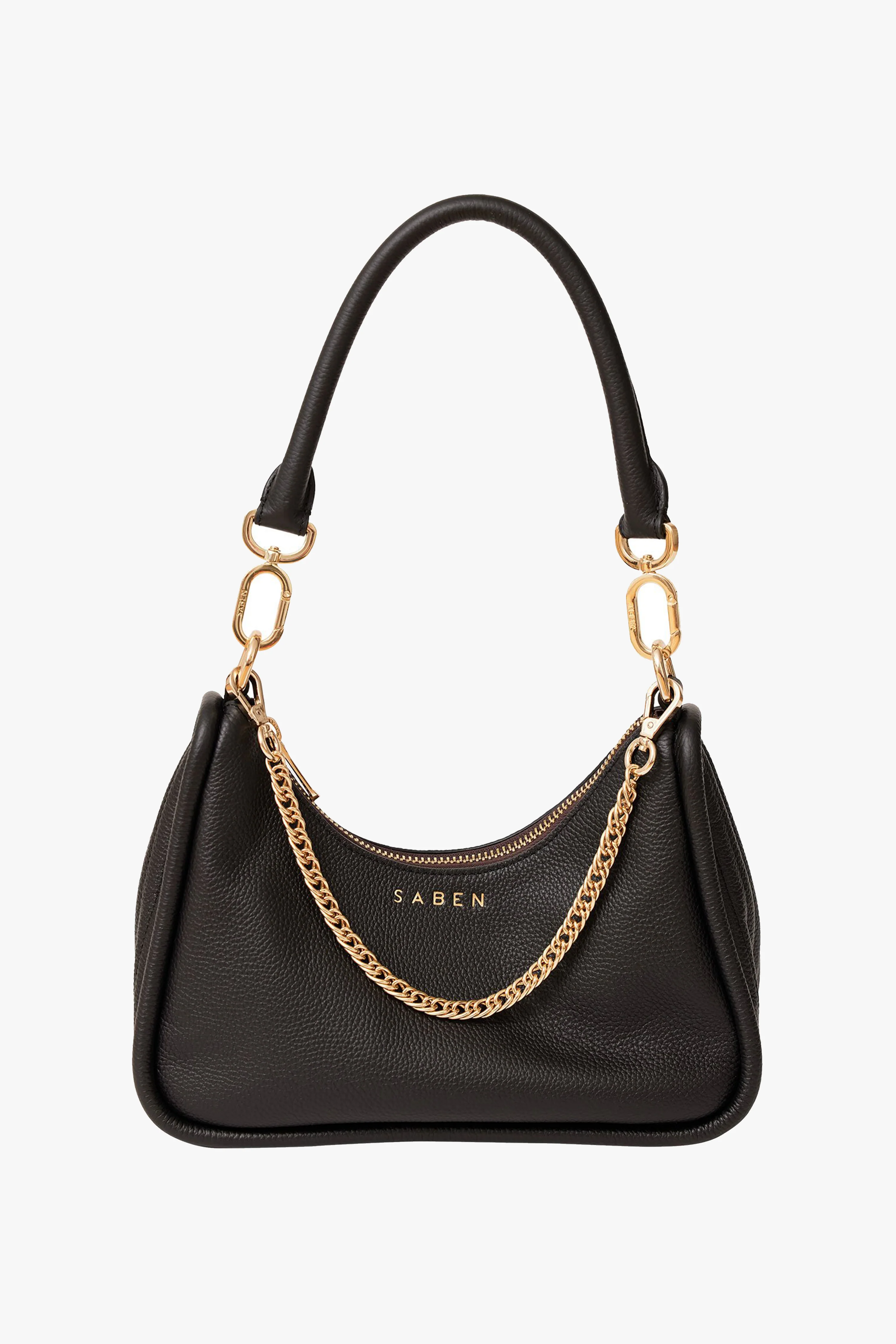 Odette Black Handbag with Gold Chain Detail - Image 2