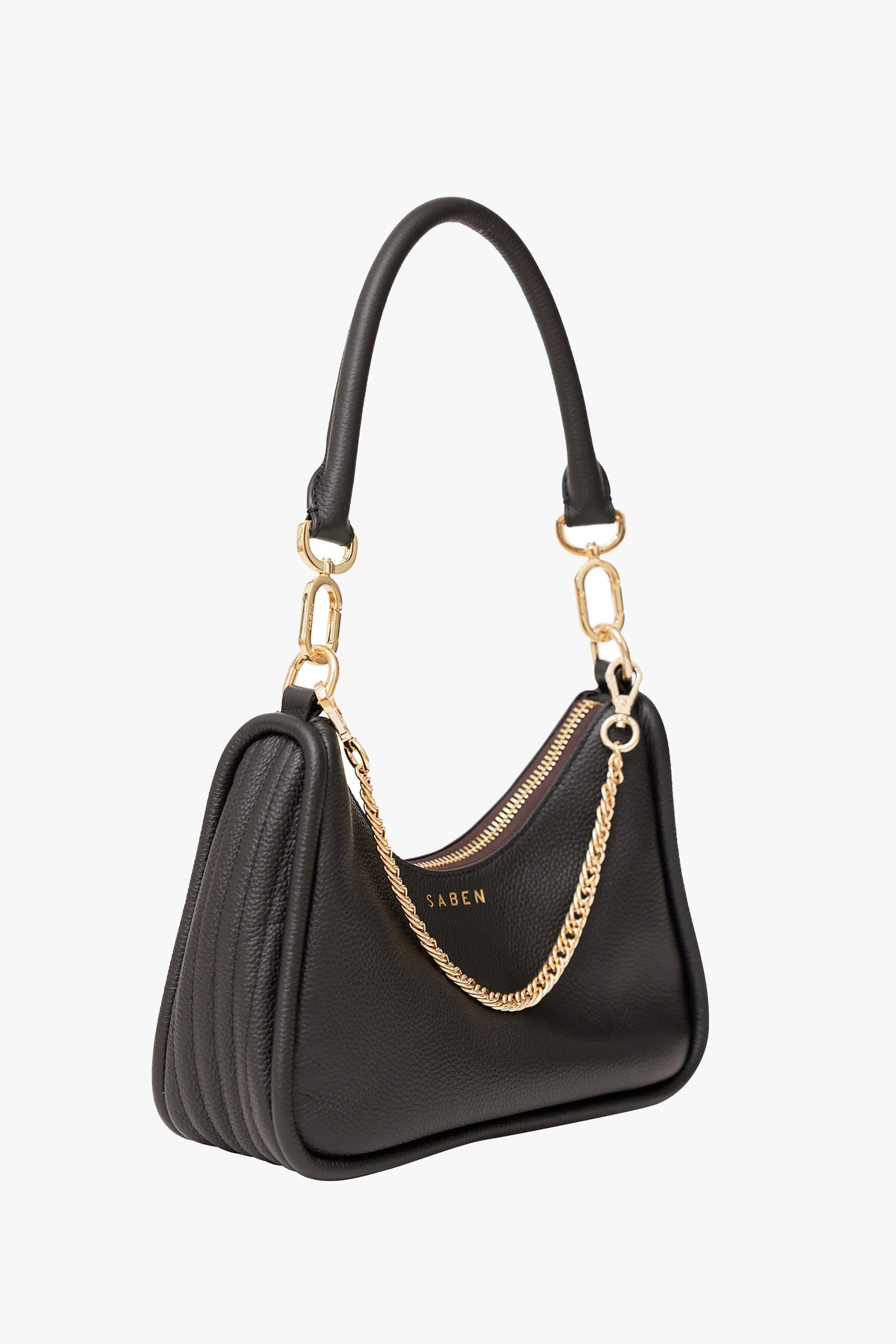 Odette Black Handbag with Gold Chain Detail - Image 3