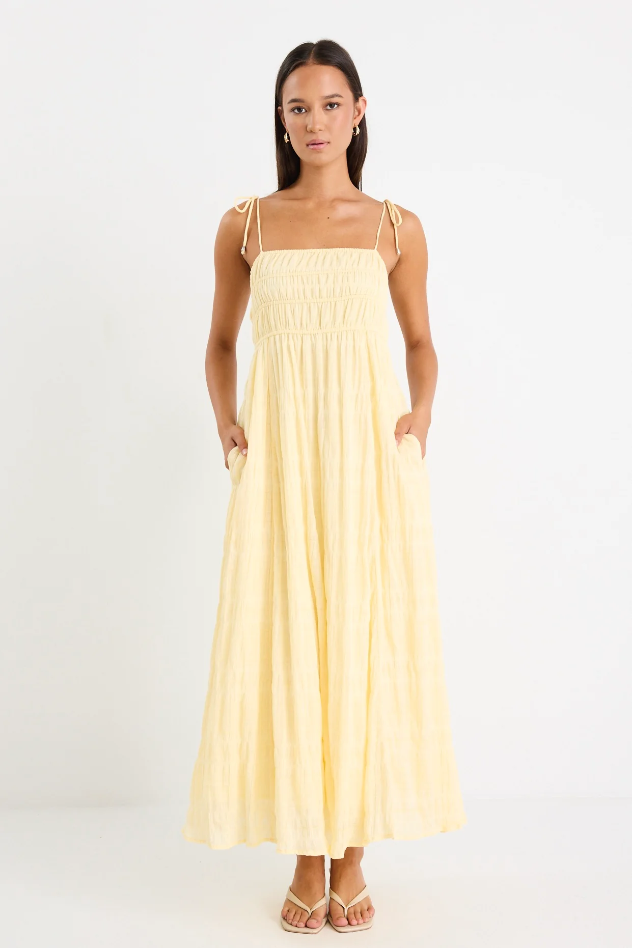 Offshore Butter Shirred Cotton Strappy Maxi Dress - Image 4