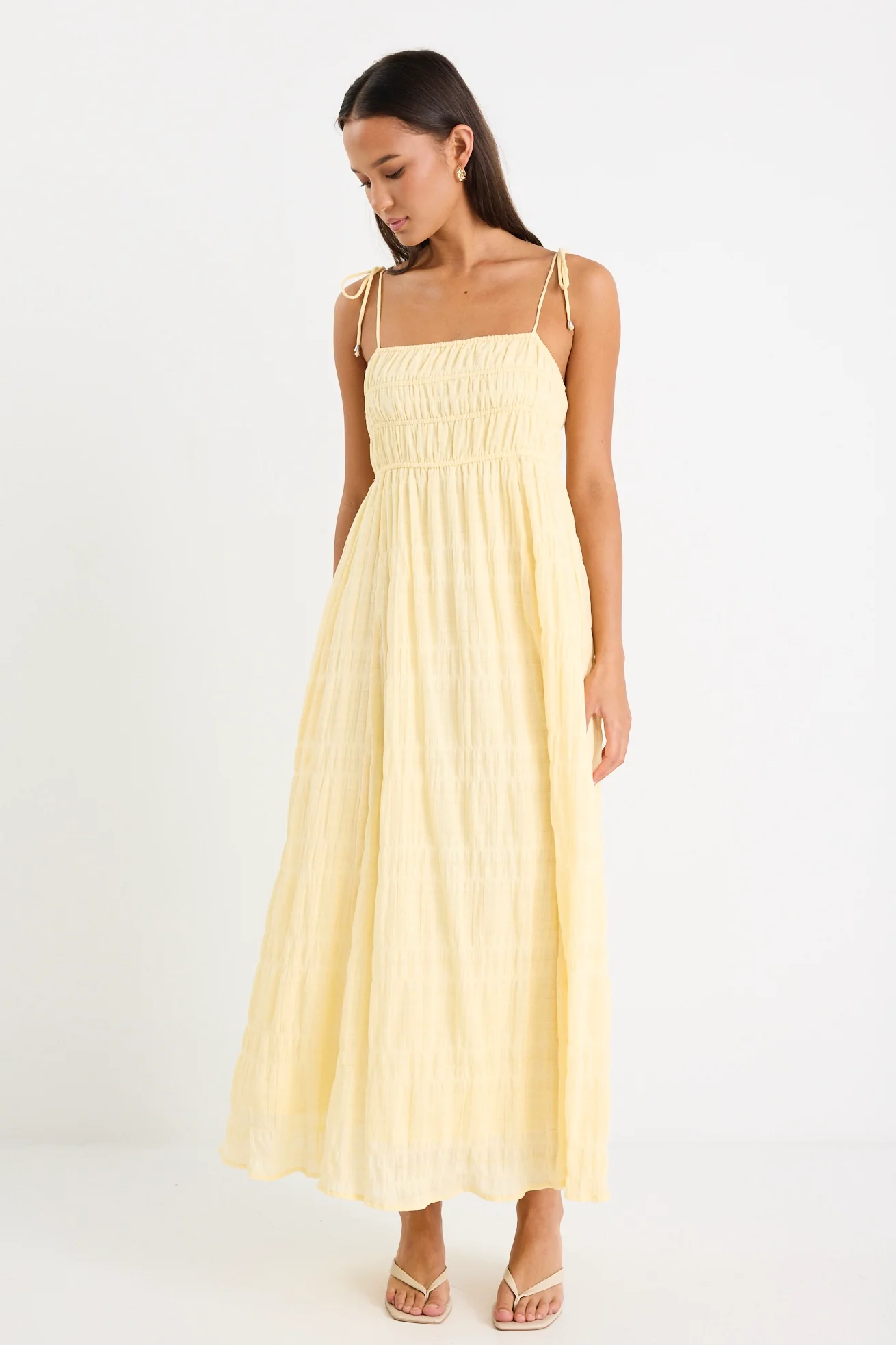 Offshore Butter Shirred Cotton Strappy Maxi Dress - Image 5
