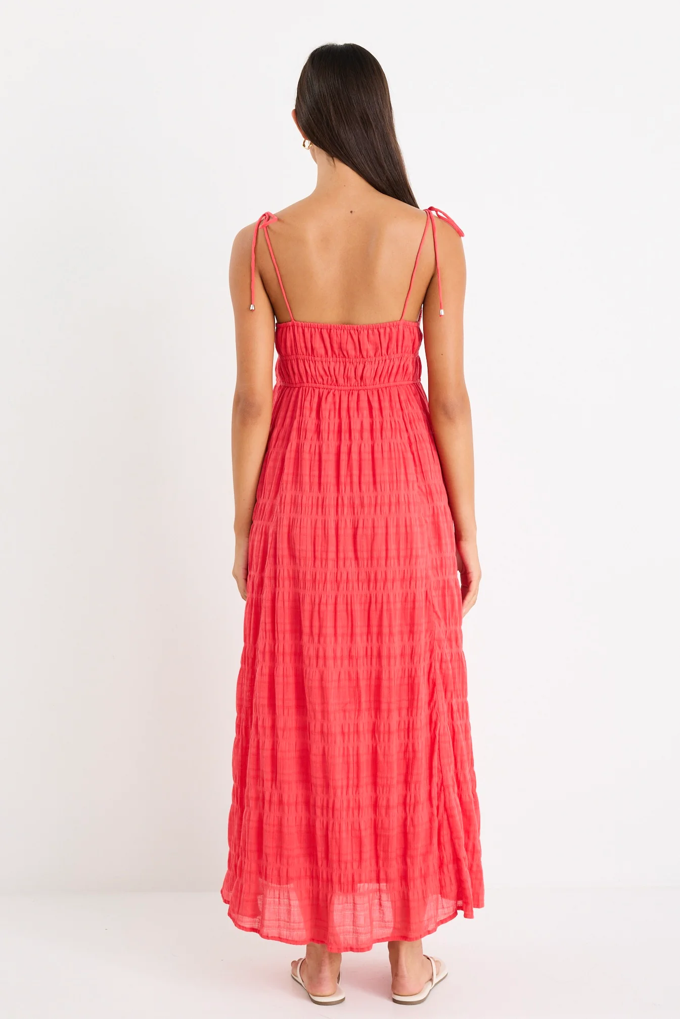 Offshore Poppy Cotton Shirred Strappy Maxi Dress - Image 6