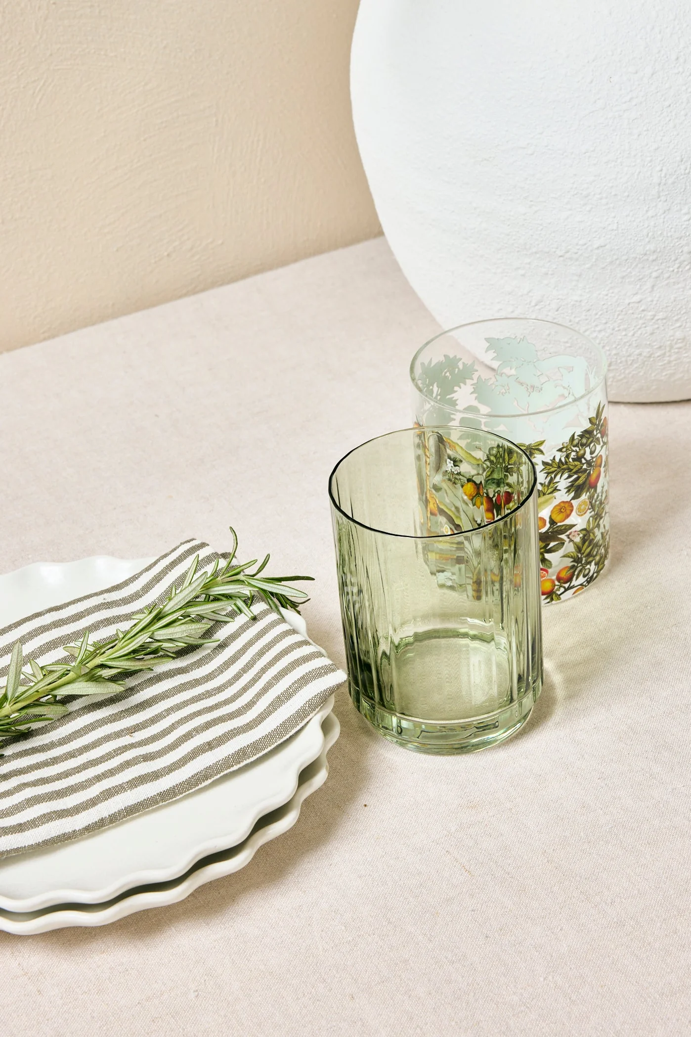 Olive Green Ribbed Set 2 Tumblers - Image 2