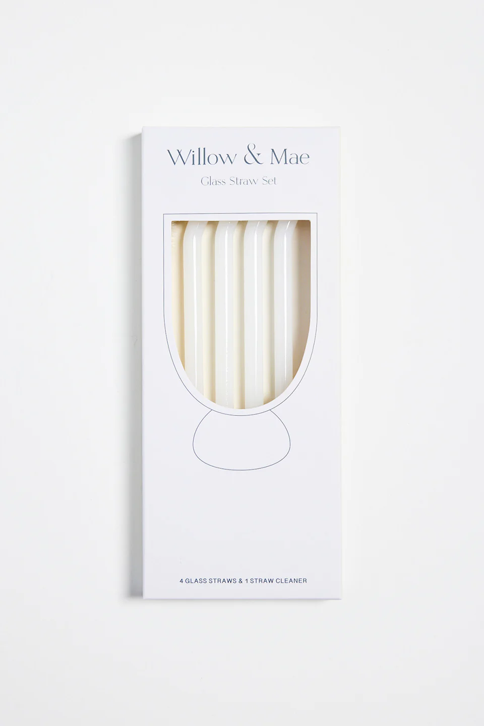 Opaque White Straight Reuseable Pk 4 Glass Drinking Straws