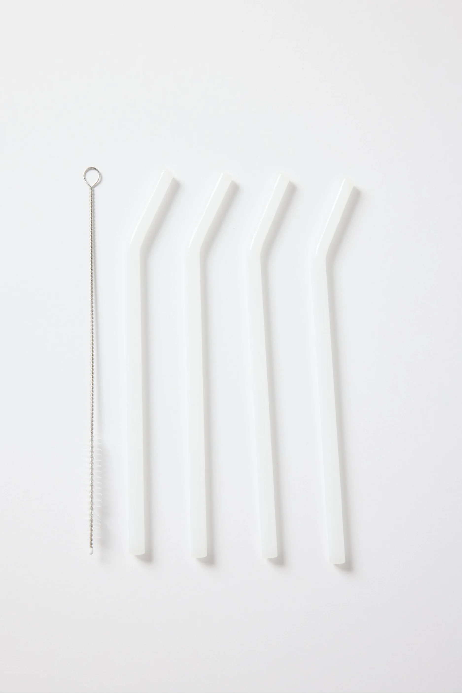 Opaque White Straight Reuseable Pk 4 Glass Drinking Straws - Image 2