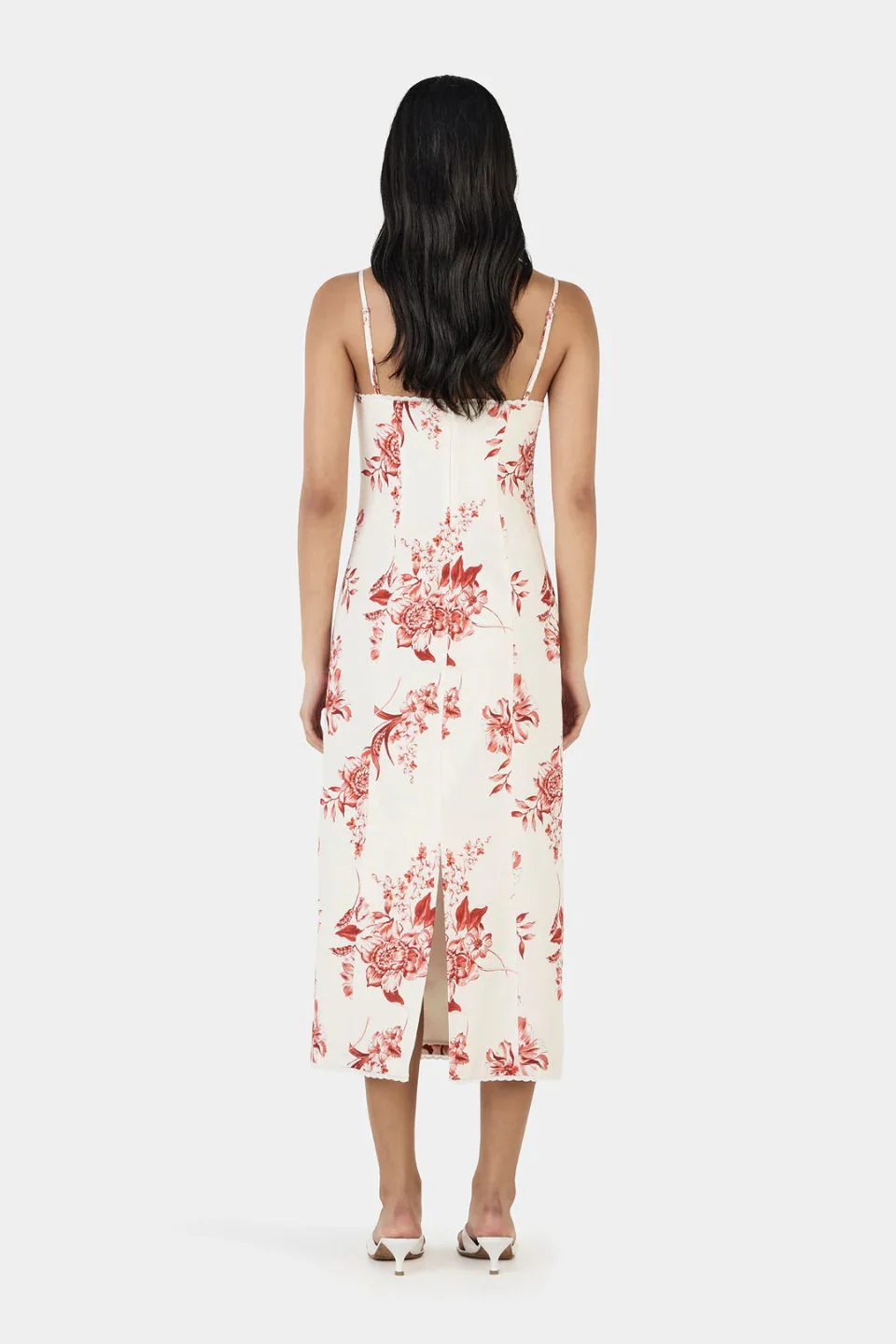 Ophelia White Holiday Floral Strappy Midi Dress - Image 2