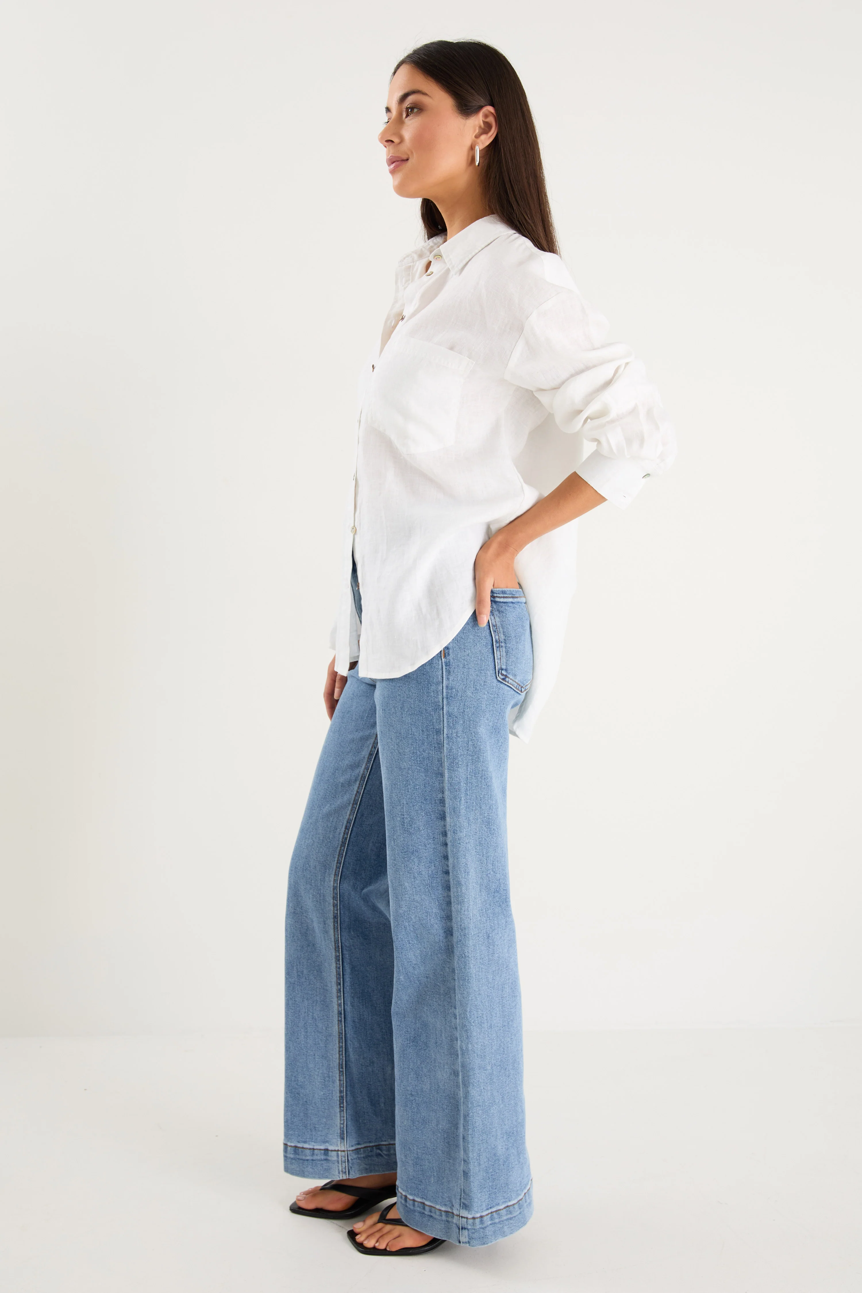 Optimum White Linen Oversized Shirt - Image 6