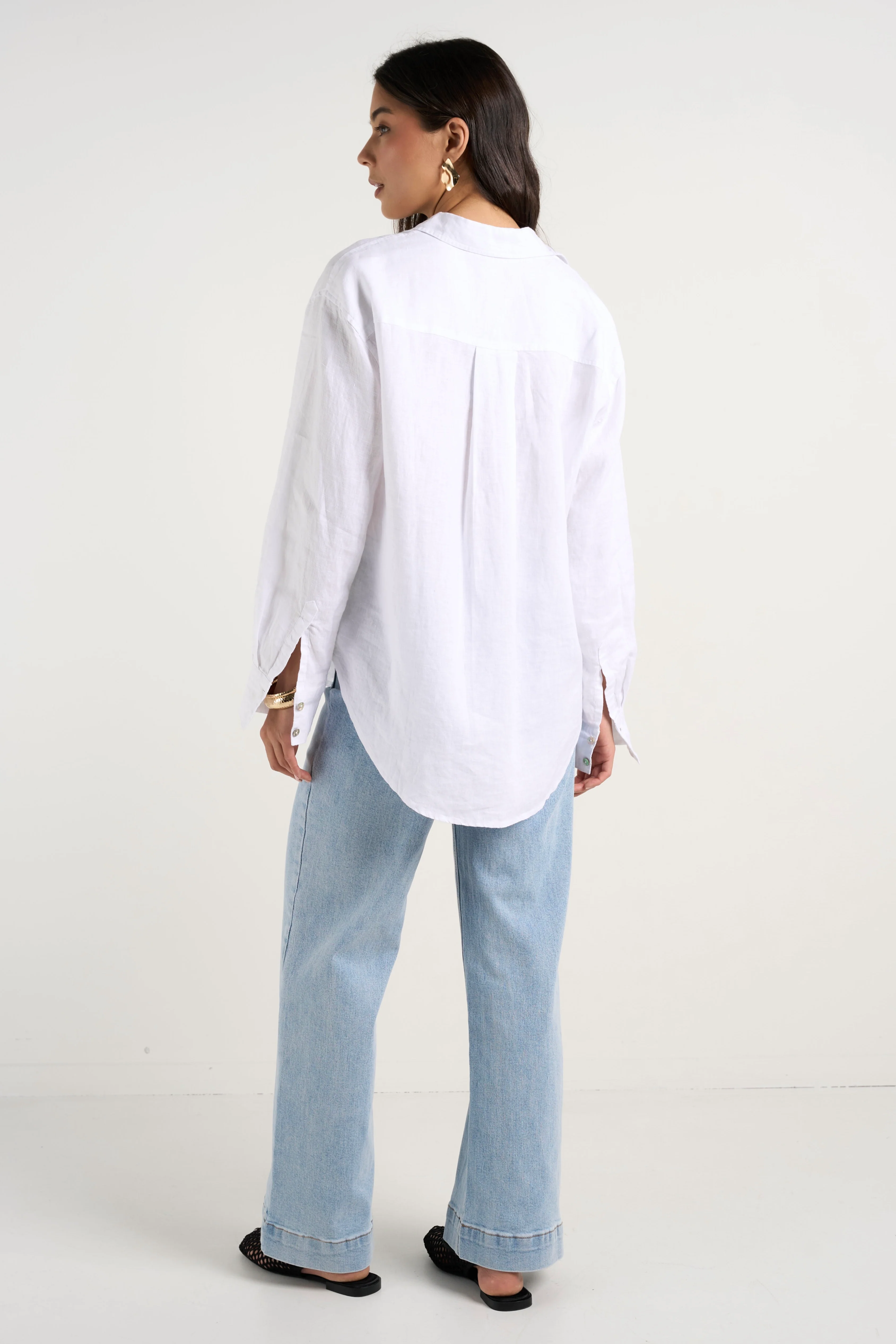 Optimum White Linen Oversized Shirt - Image 9
