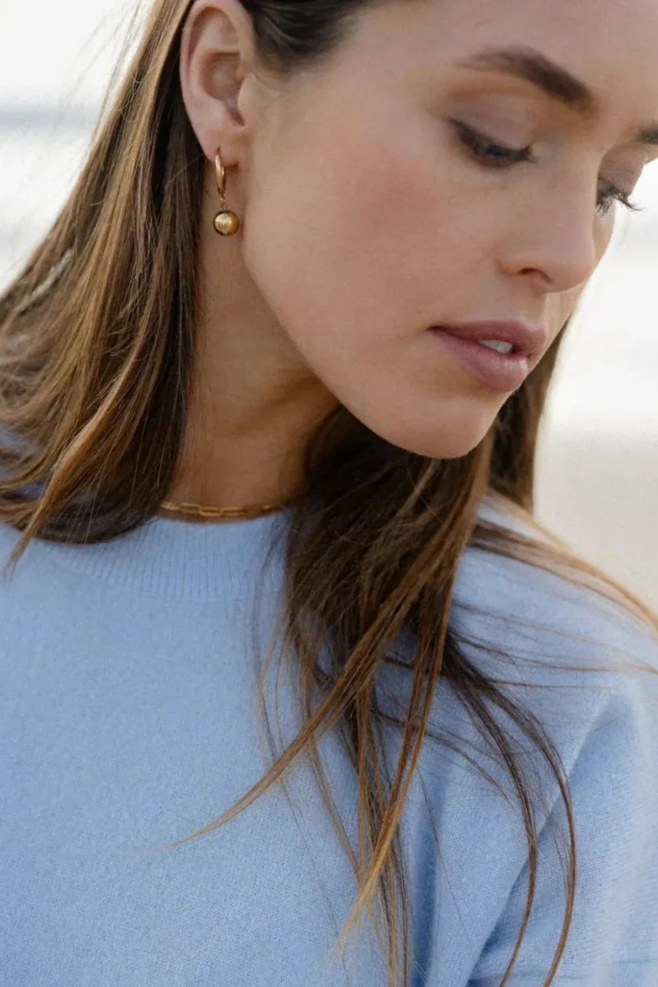 Orb Gold Plated EOL Hoop Earrings - Image 3