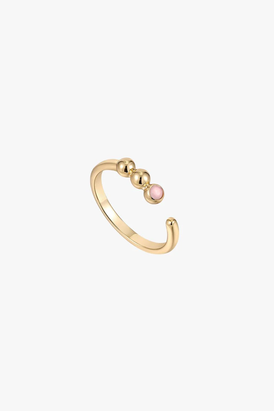 Orb Rose Quartz Adjustable EOL Gold Ring - Image 2