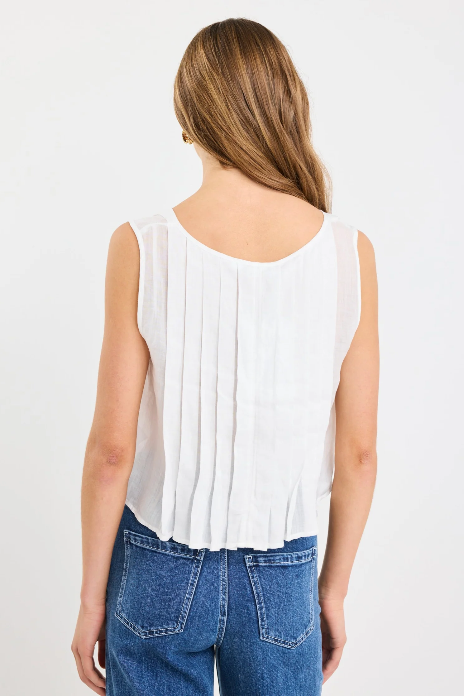 Origami Ivory Ramie Pleated Sleeveless Tie Top - Image 6