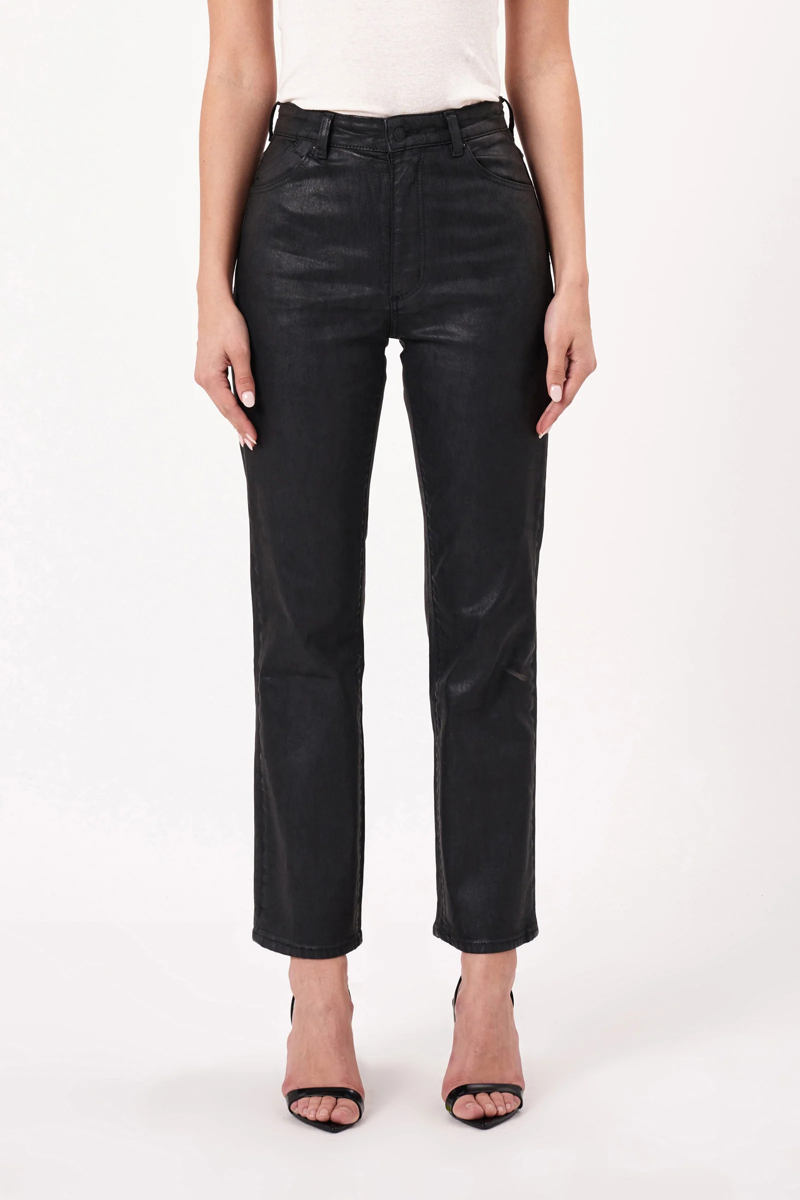 Original Black Coated High Straight Denim Jean - Image 2
