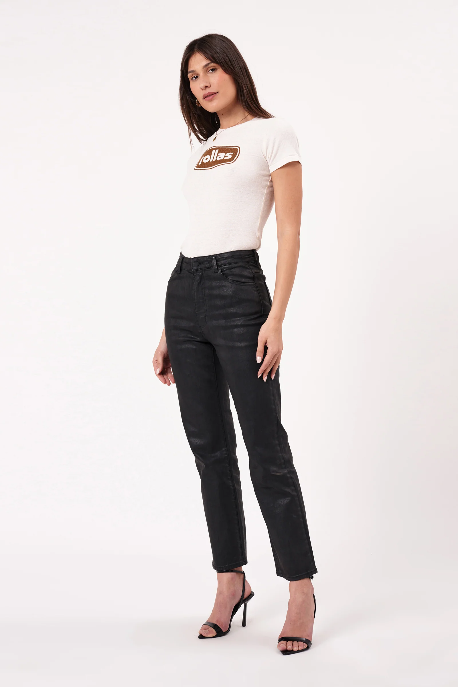 Original Black Coated High Straight Denim Jean - Image 3