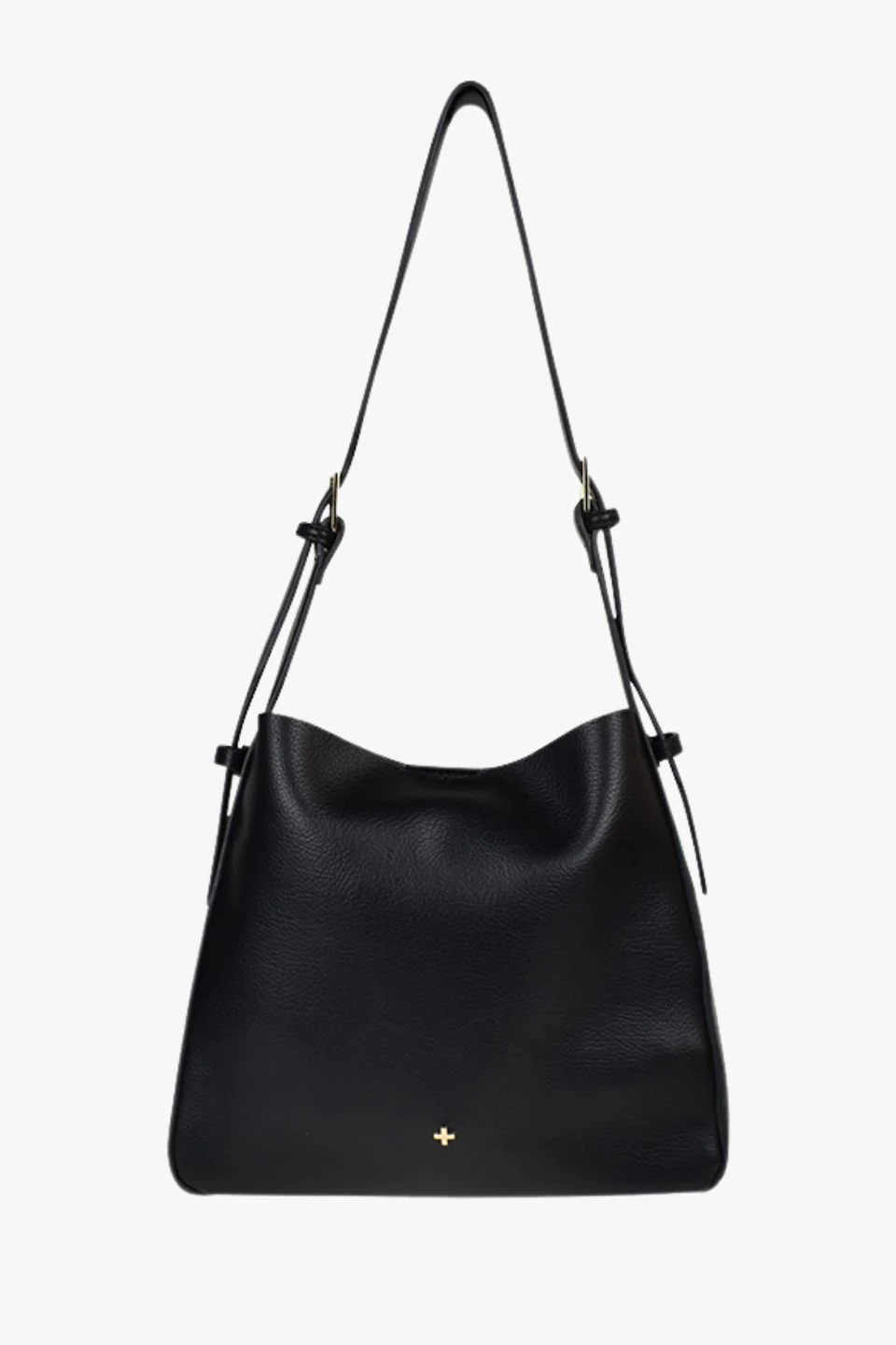 Otto Black Grain Vegan Leather Slouch Bucket Bag - Image 4
