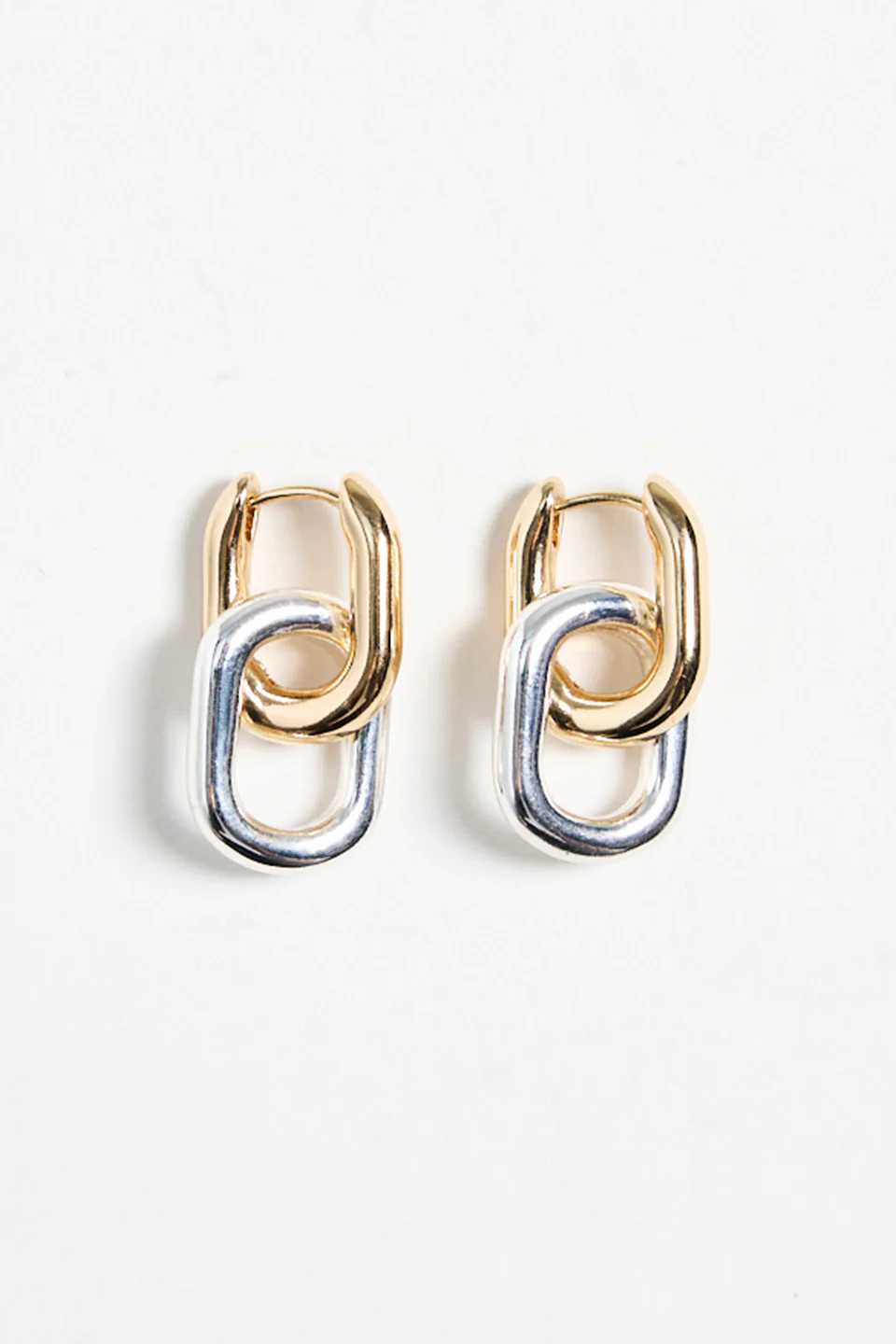 Oval Drop Gold + Rhodium Earrings