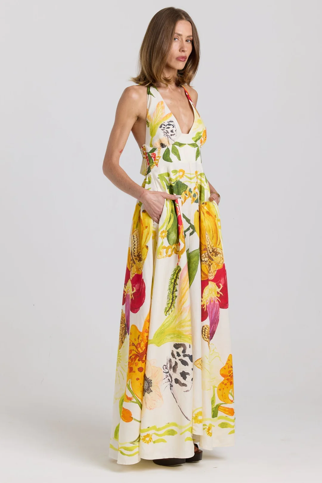 Paloma Multi Print Halter Sleeveless Maxi Dress - Image 4