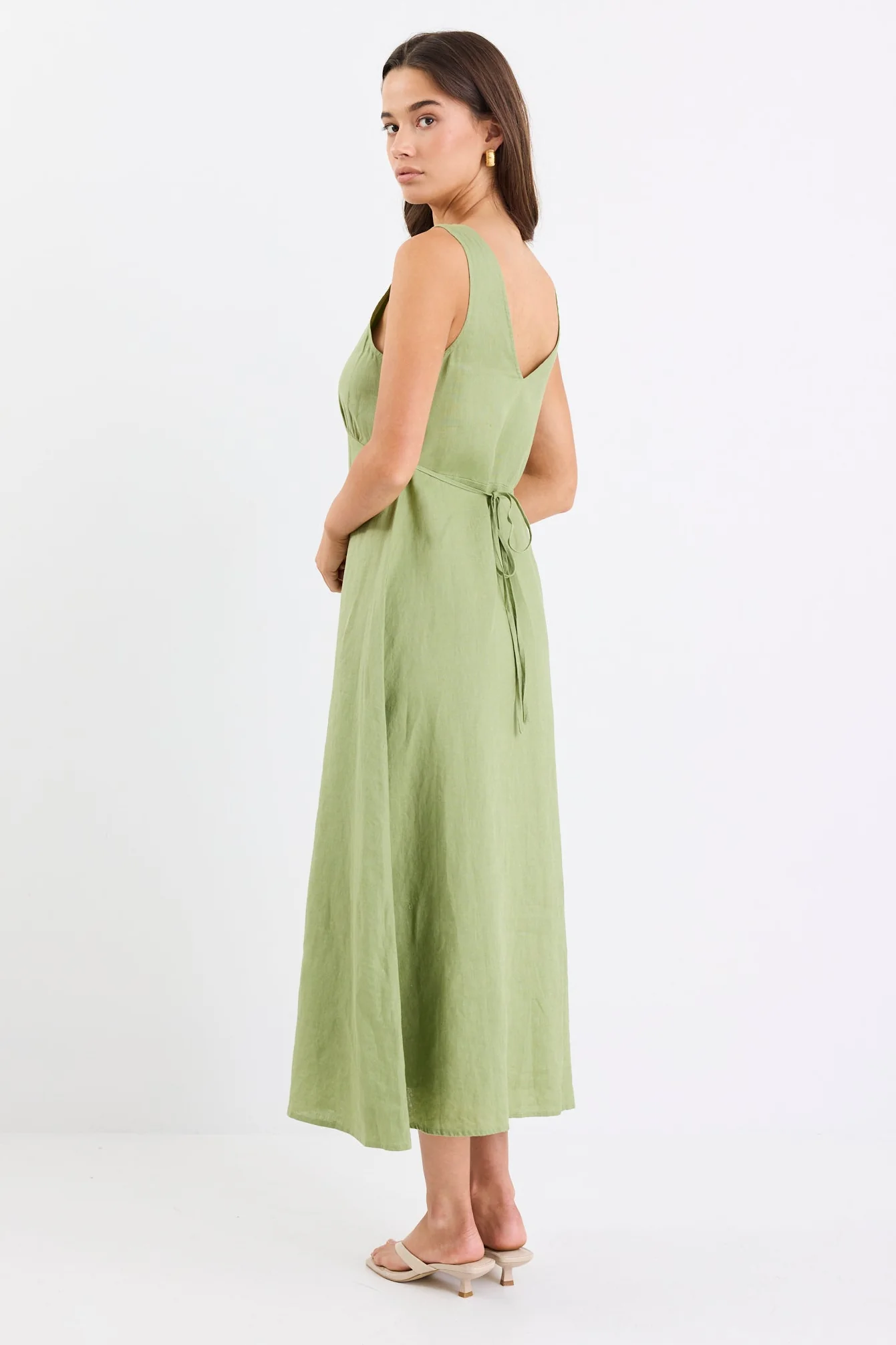 Panama Moss Sleeveless Button Front Midi Dress - Image 5