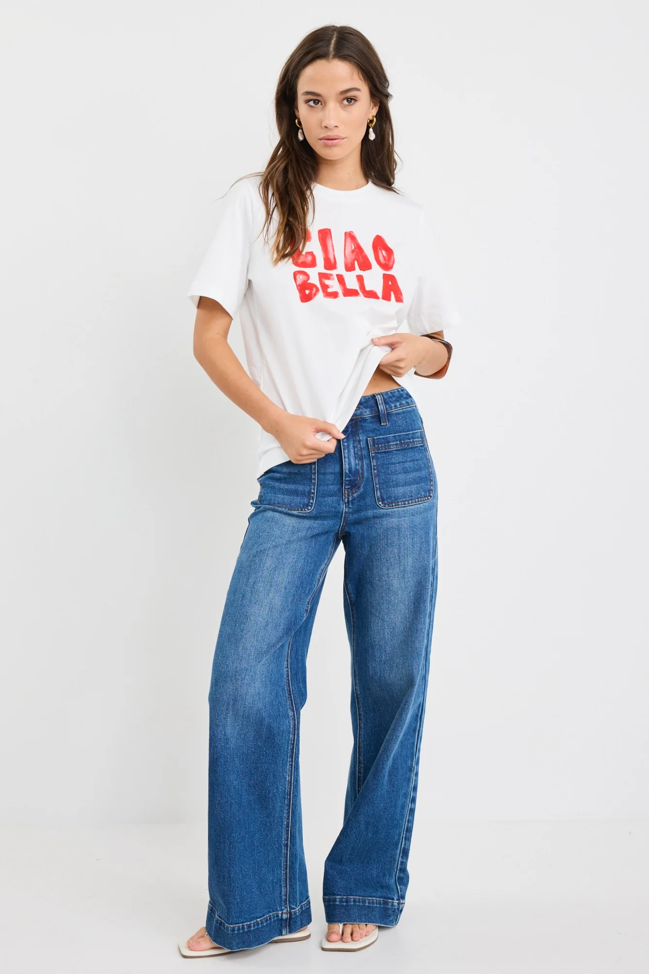 Paradiso Ciao Print Ivory Boxy Tee - Image 2