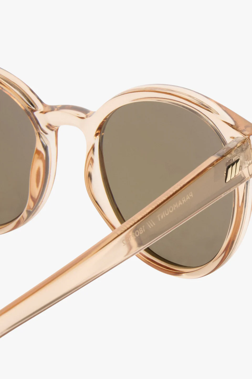 Paramount Round Clear Tan Brass Mirror Lens Sunglasses - Image 4