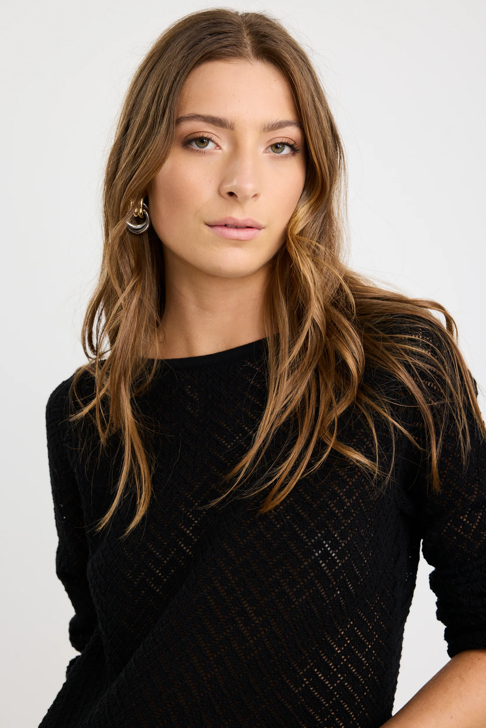 Patio Black Boat Neck Crochet Knit Jumper - Image 3