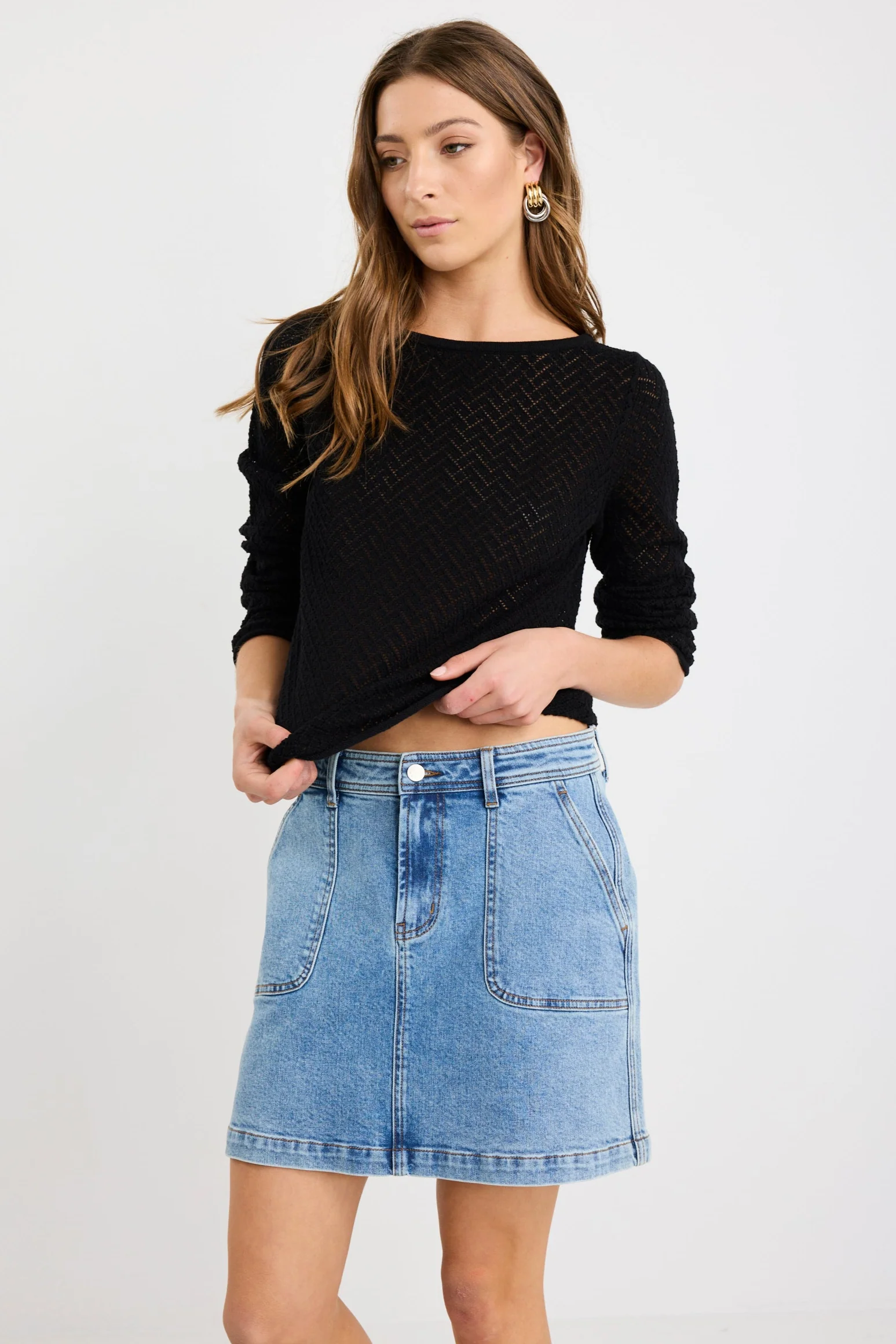Patio Black Boat Neck Crochet Knit Jumper - Image 4