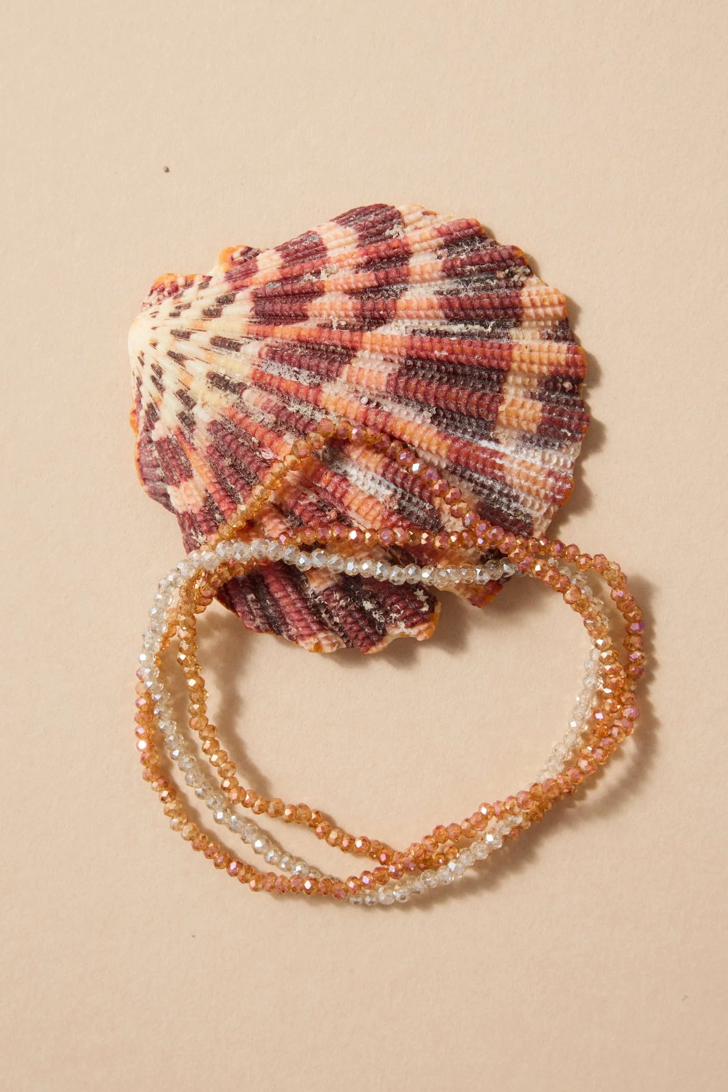 Peach Beaded Set Of 3 Bracelets