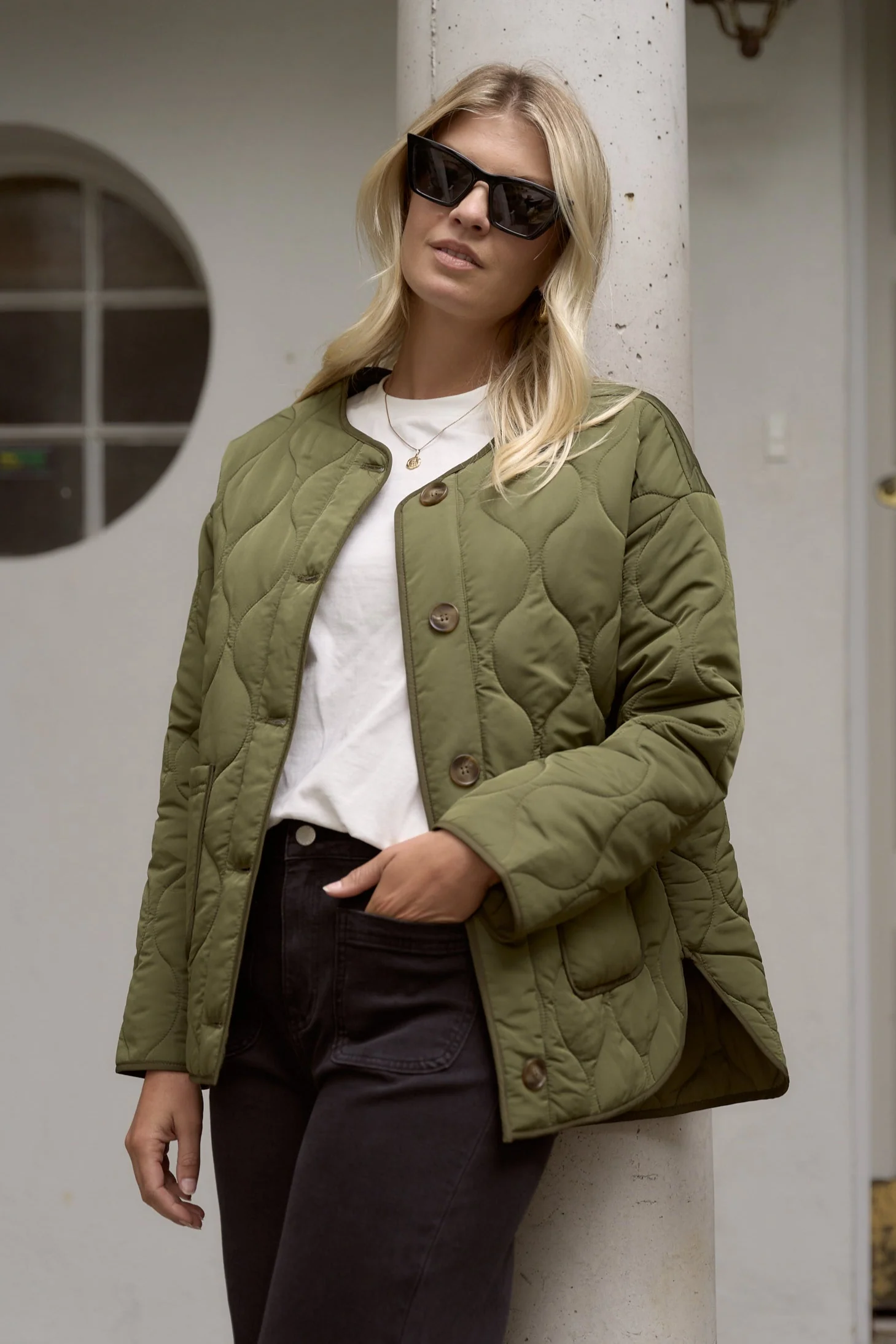 Peak Khaki Oversized Padded Shell Jacket - Image 2