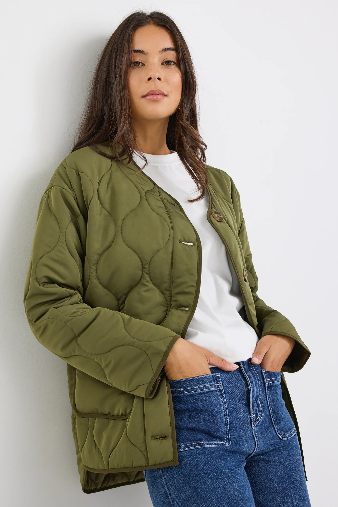 Peak Khaki Oversized Padded Shell Jacket - Image 3