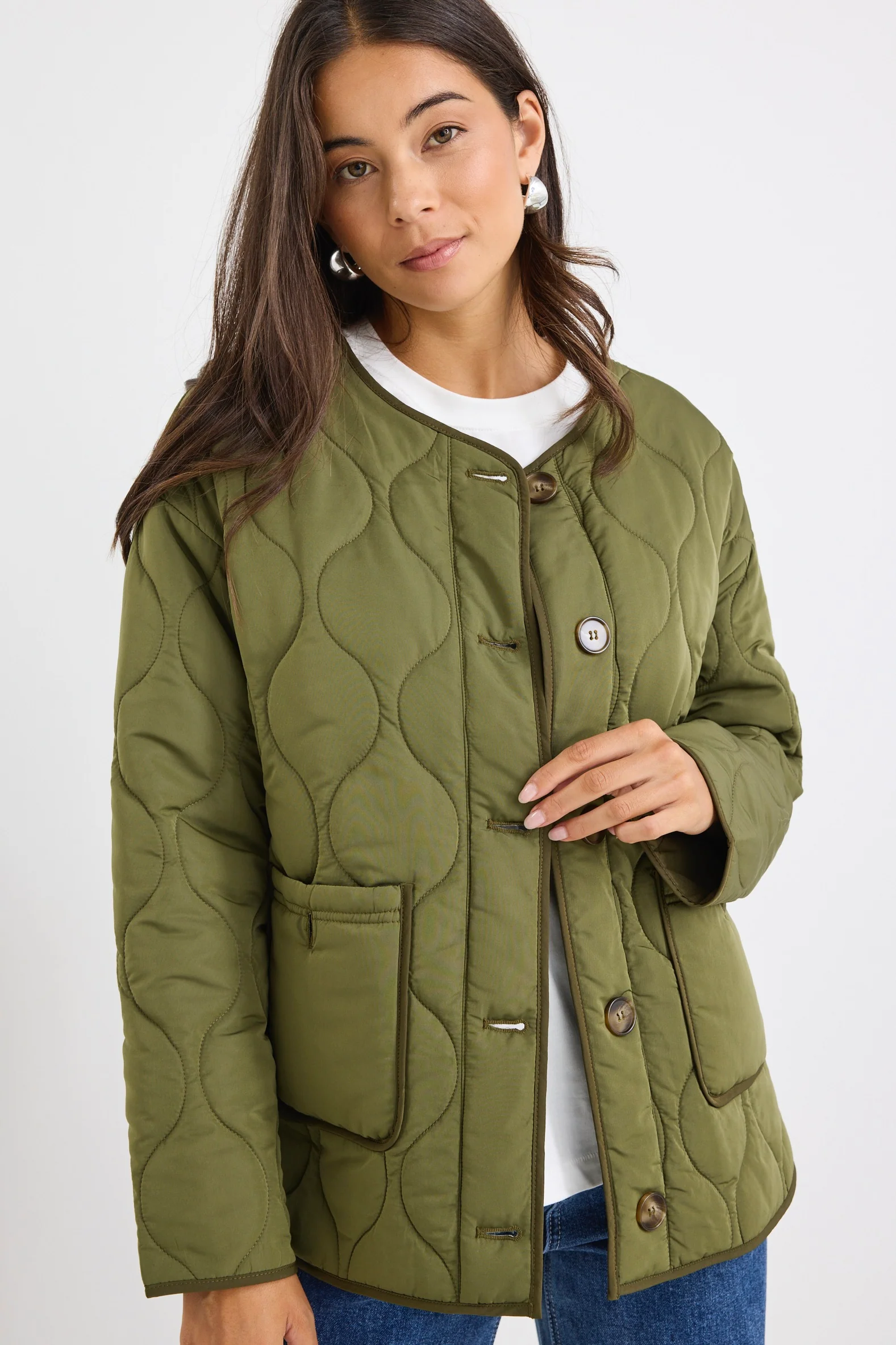 Peak Khaki Oversized Padded Shell Jacket - Image 4