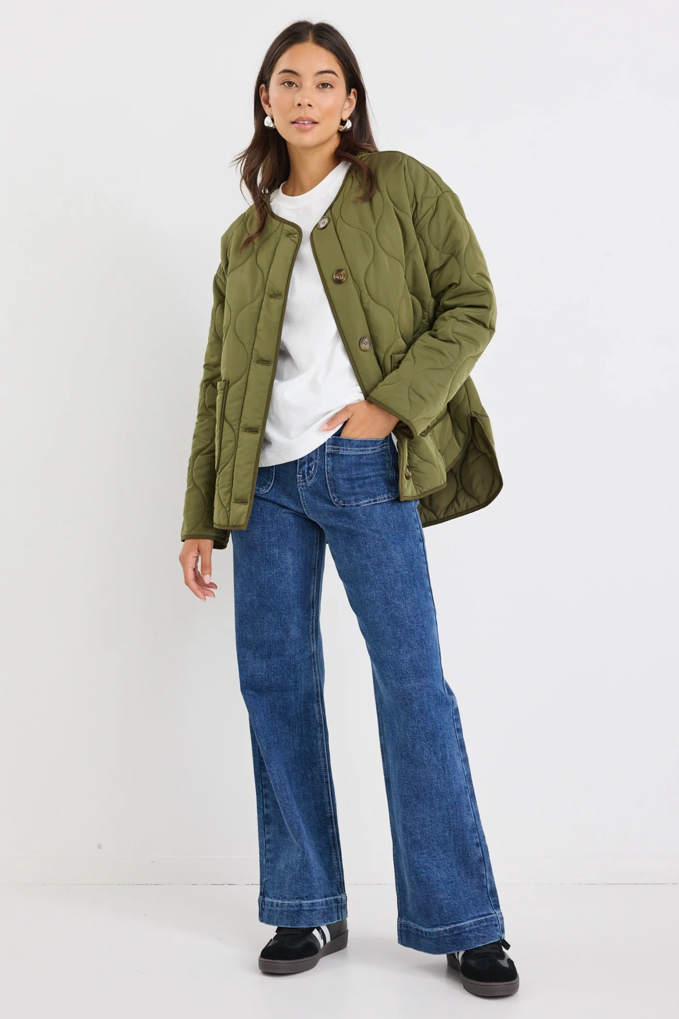 Peak Khaki Oversized Padded Shell Jacket - Image 5