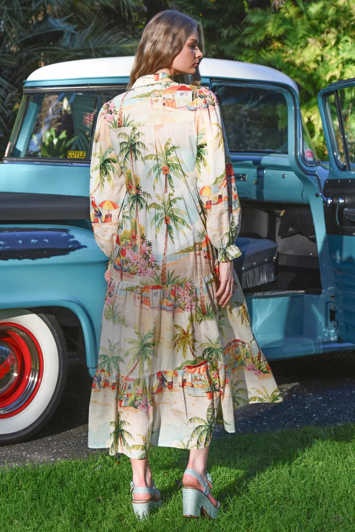 Picot-A-Boo Palm Beach Natural LS Maxi Dress - Image 4
