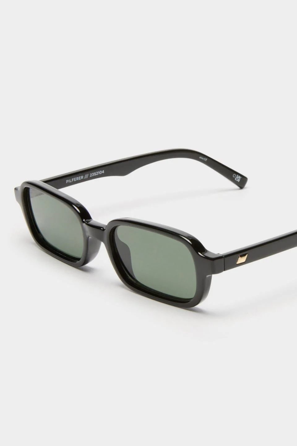 Pilferer Black Narrow Rectangular Khaki Lens Sunglasses - Image 3