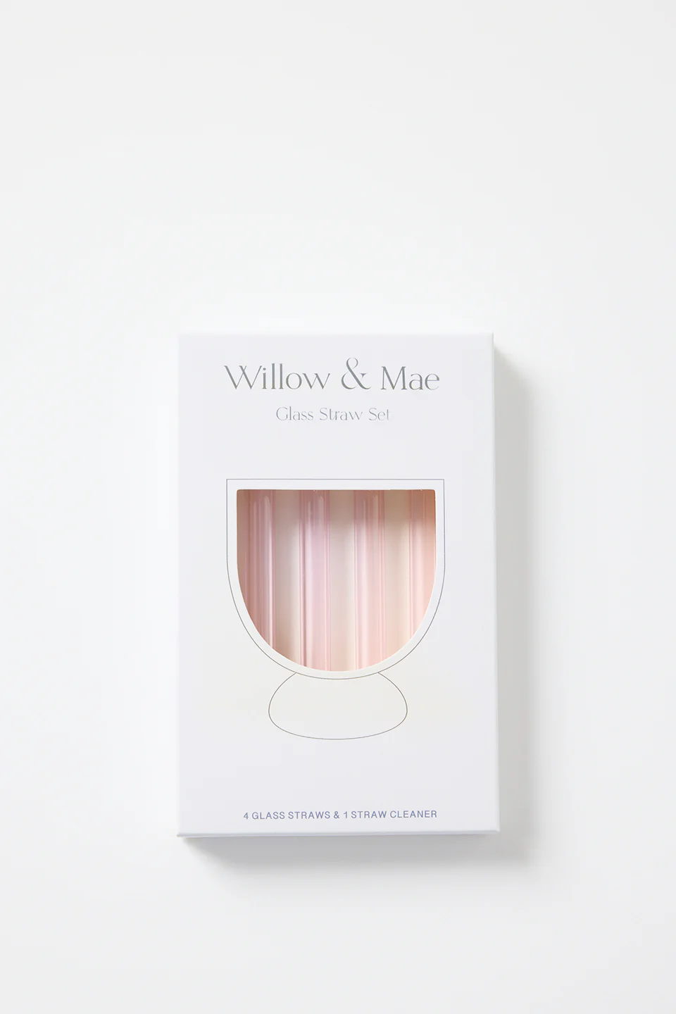 Pink Cocktail Short Reuseable Pk 4 Glass Drinking Straws