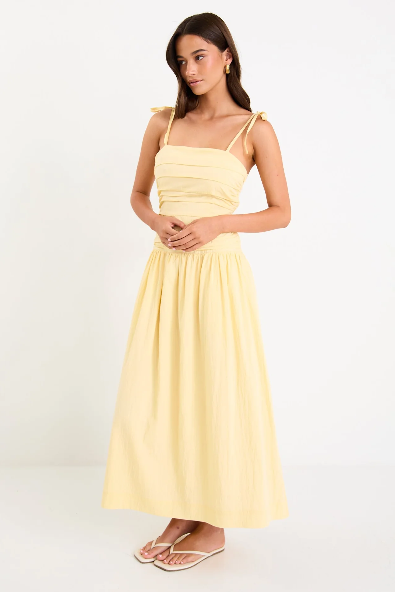 Pisa Butter Tie Straps Pleated Bodice Maxi Dress - Image 2