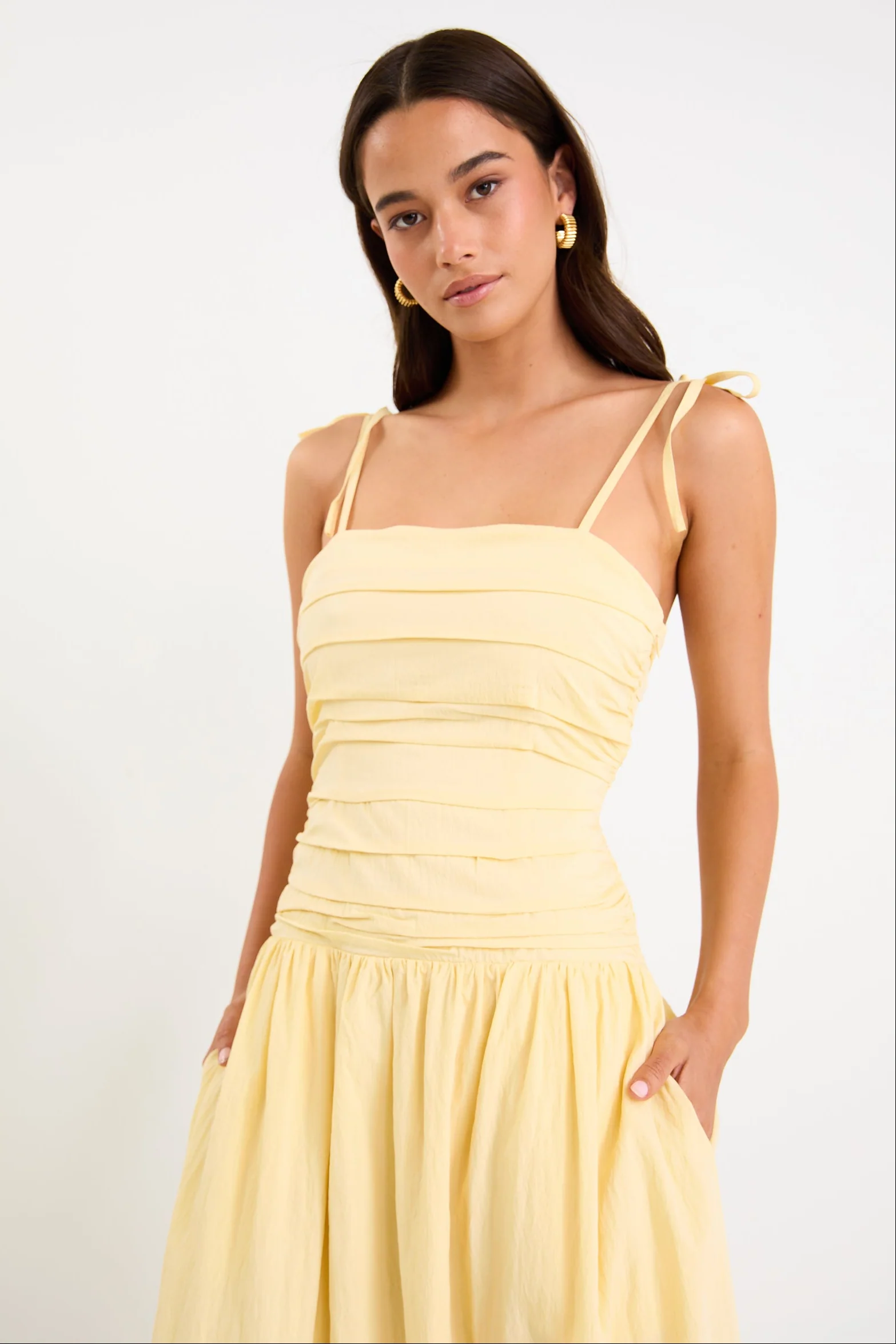 Pisa Butter Tie Straps Pleated Bodice Maxi Dress - Image 3