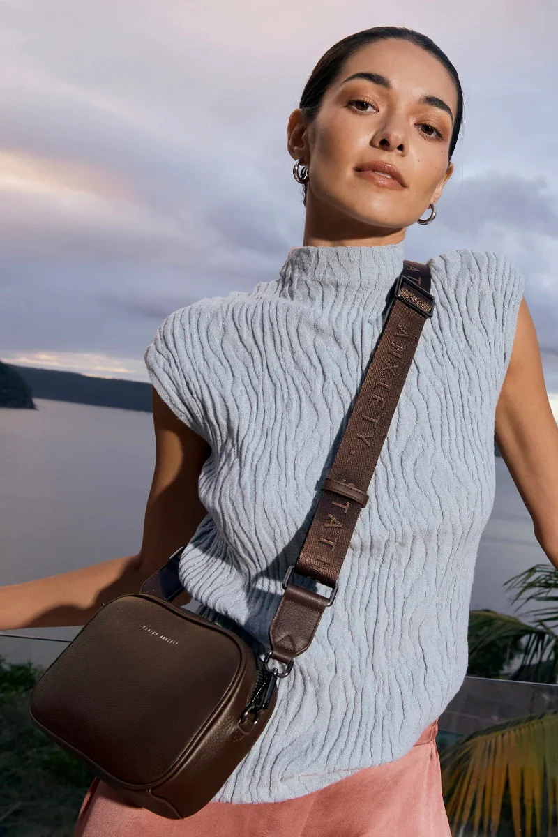 Plunder Cocoa Crossbody Bag Webbed Strap - Image 3