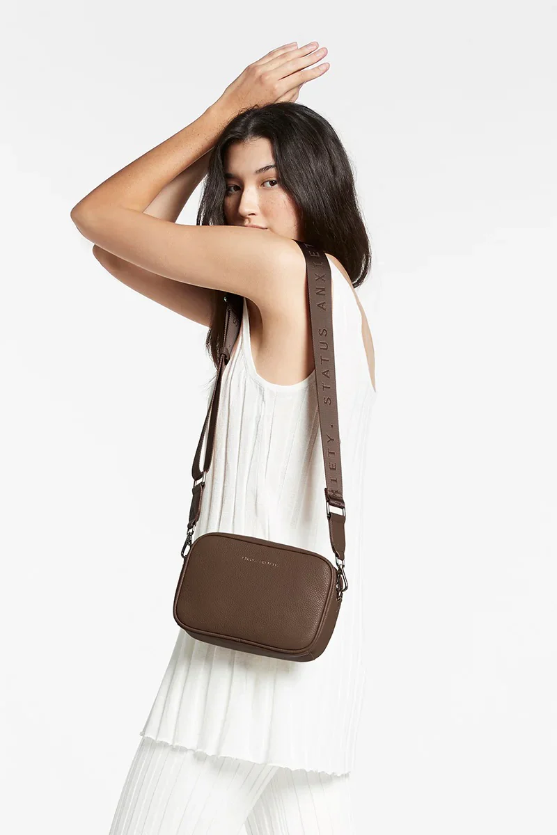 Plunder Cocoa Crossbody Bag Webbed Strap - Image 6