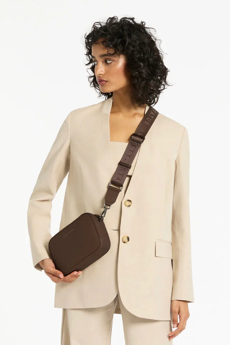 Plunder Cocoa Crossbody Bag Webbed Strap - Image 7