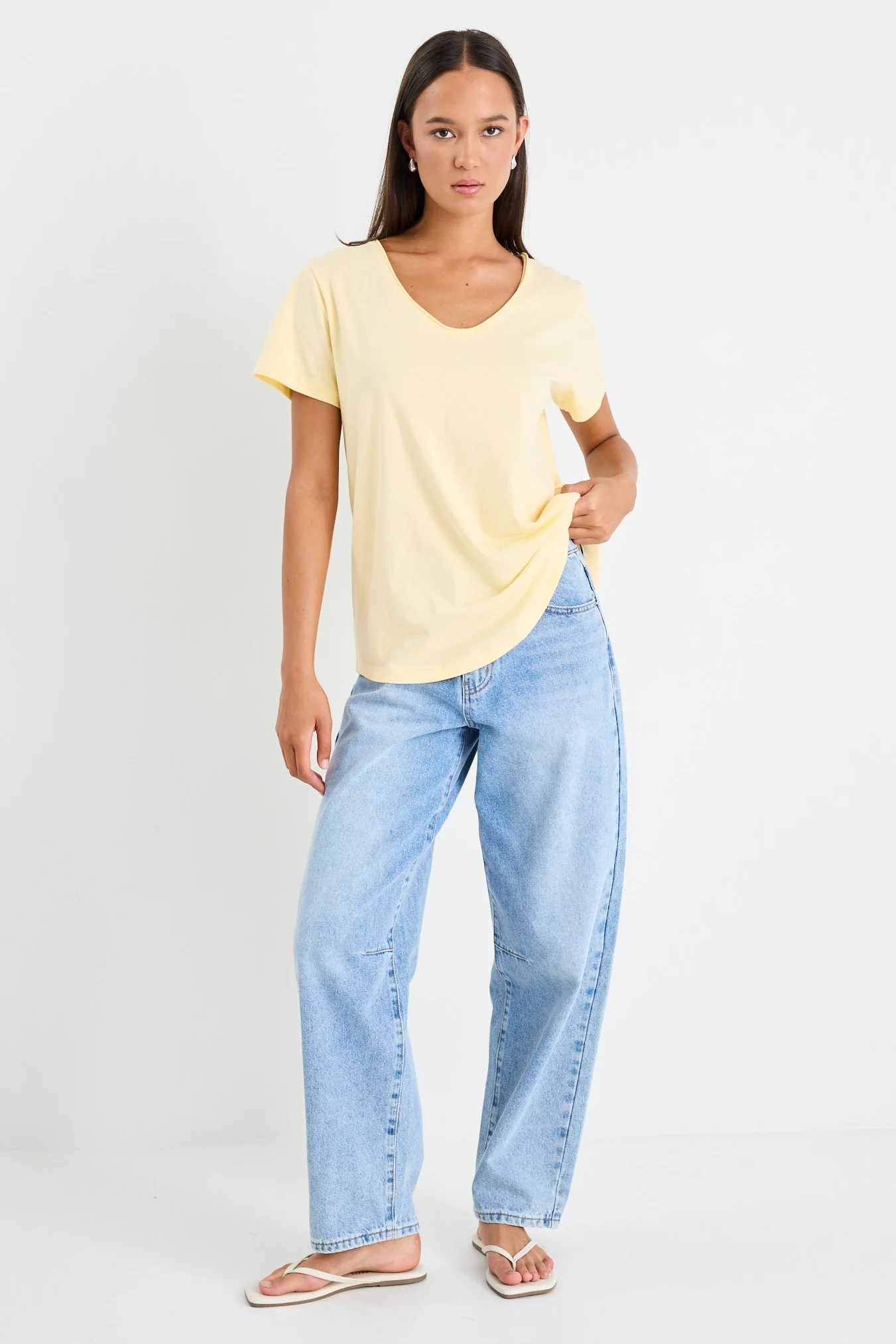 Poetry Butter V Neck Short Sleeved Tee - Image 3