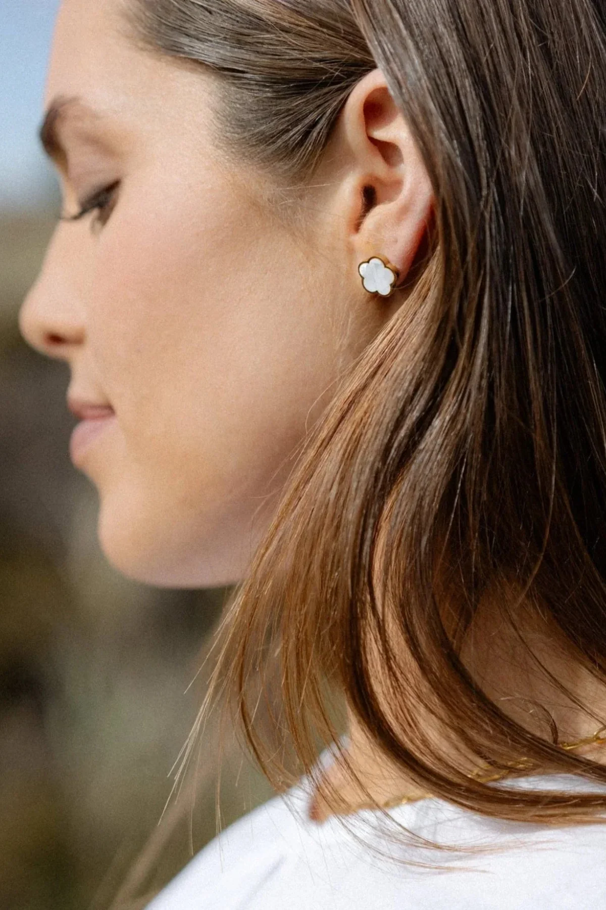 Poppy White Gold Plated Stud Earring - Image 2