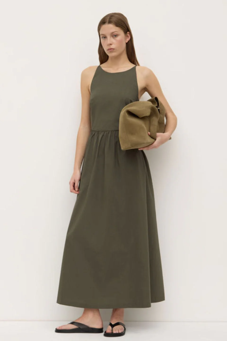 Posie Moss Sleeveless High Neck Cotton Midi Dress - Image 3
