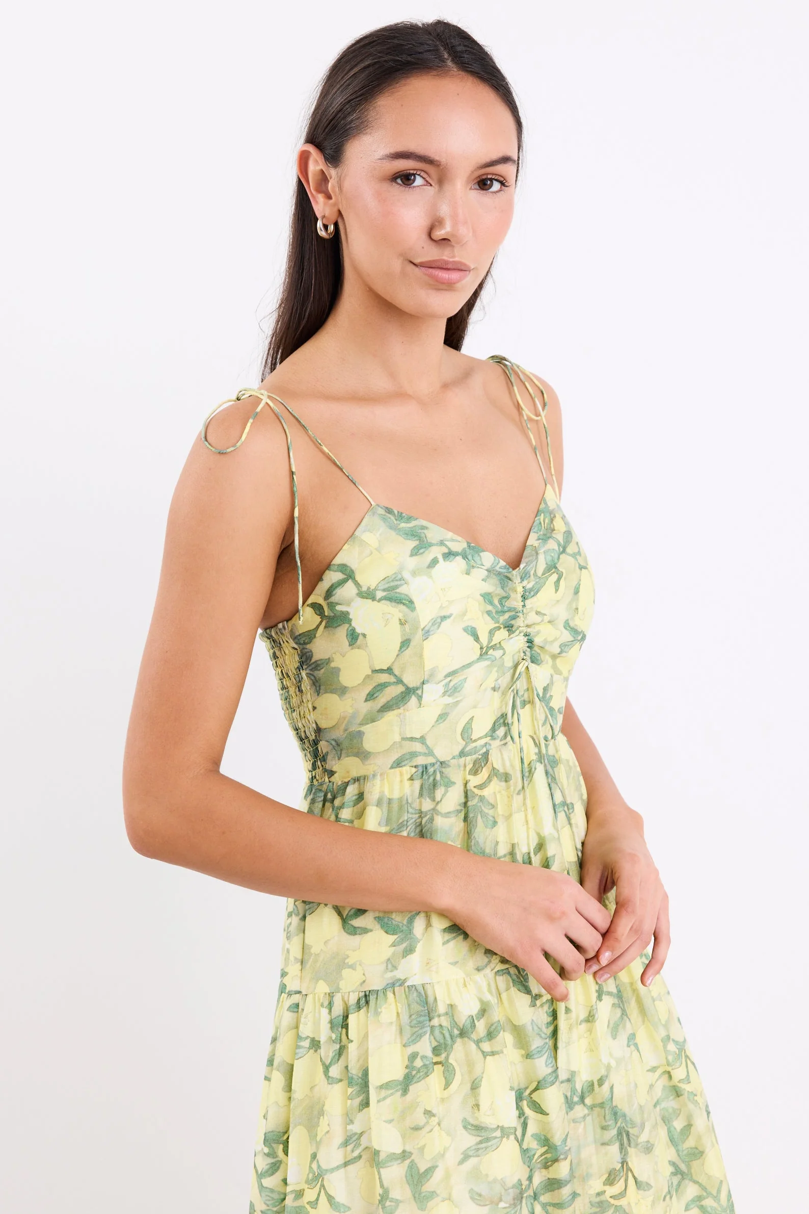 Positano Lemonade Print Strappy Tiered Maxi Dress - Image 2