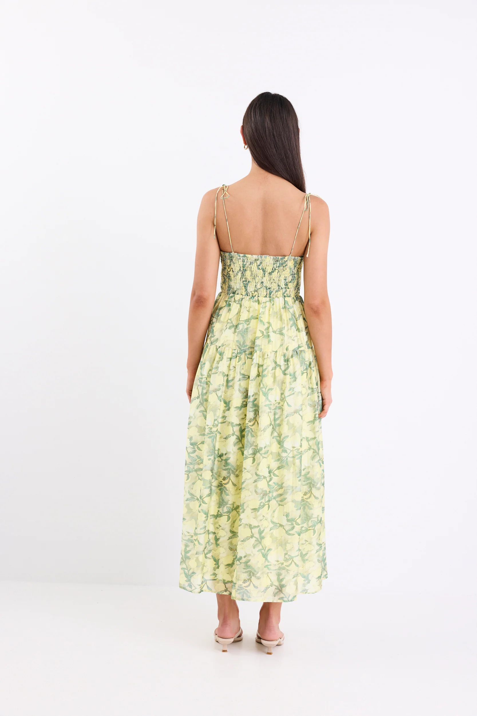 Positano Lemonade Print Strappy Tiered Maxi Dress - Image 5