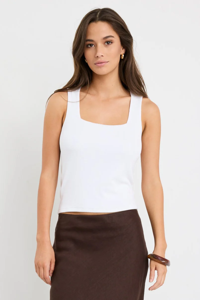 Positive Ivory Rib Square Neck Tank - Image 2