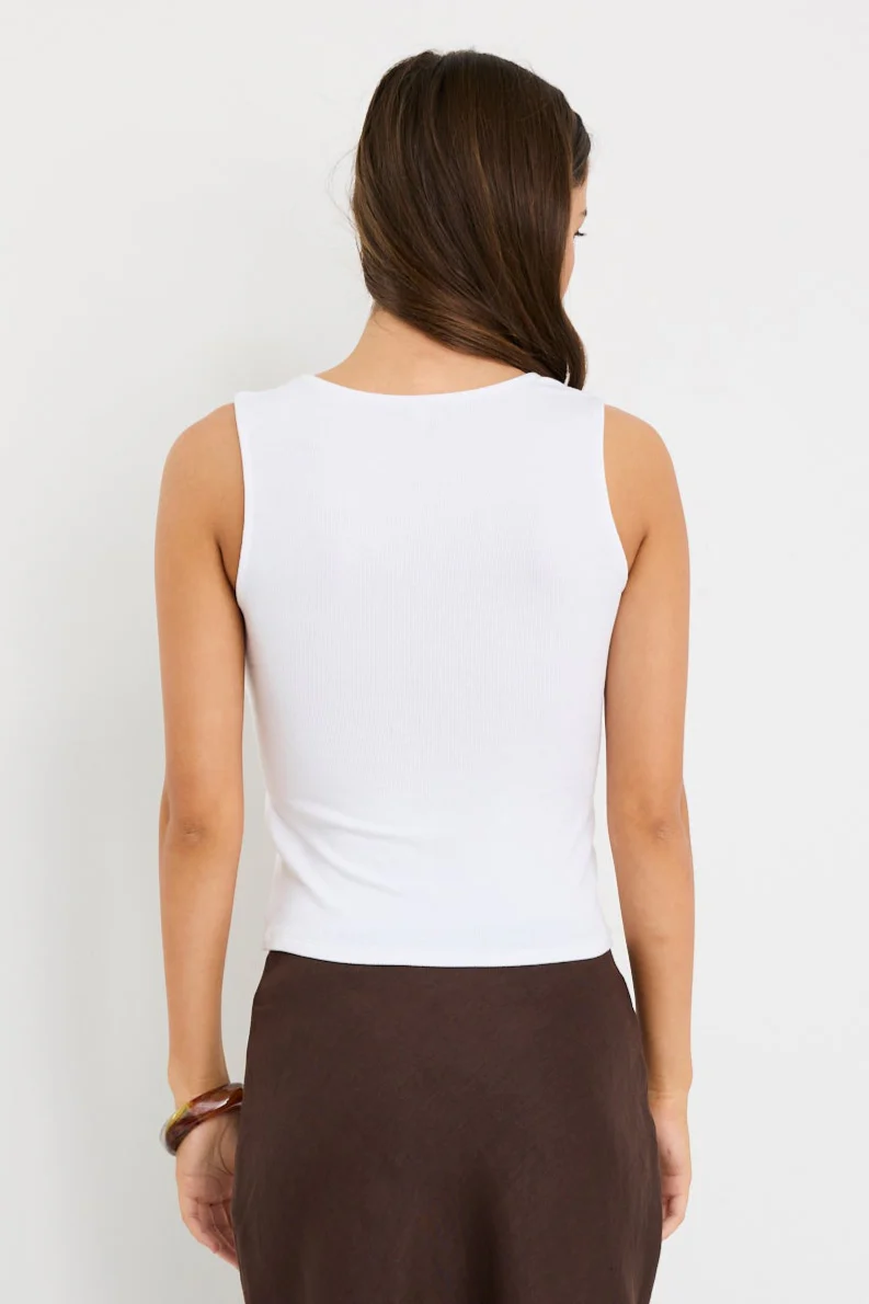Positive Ivory Rib Square Neck Tank - Image 4