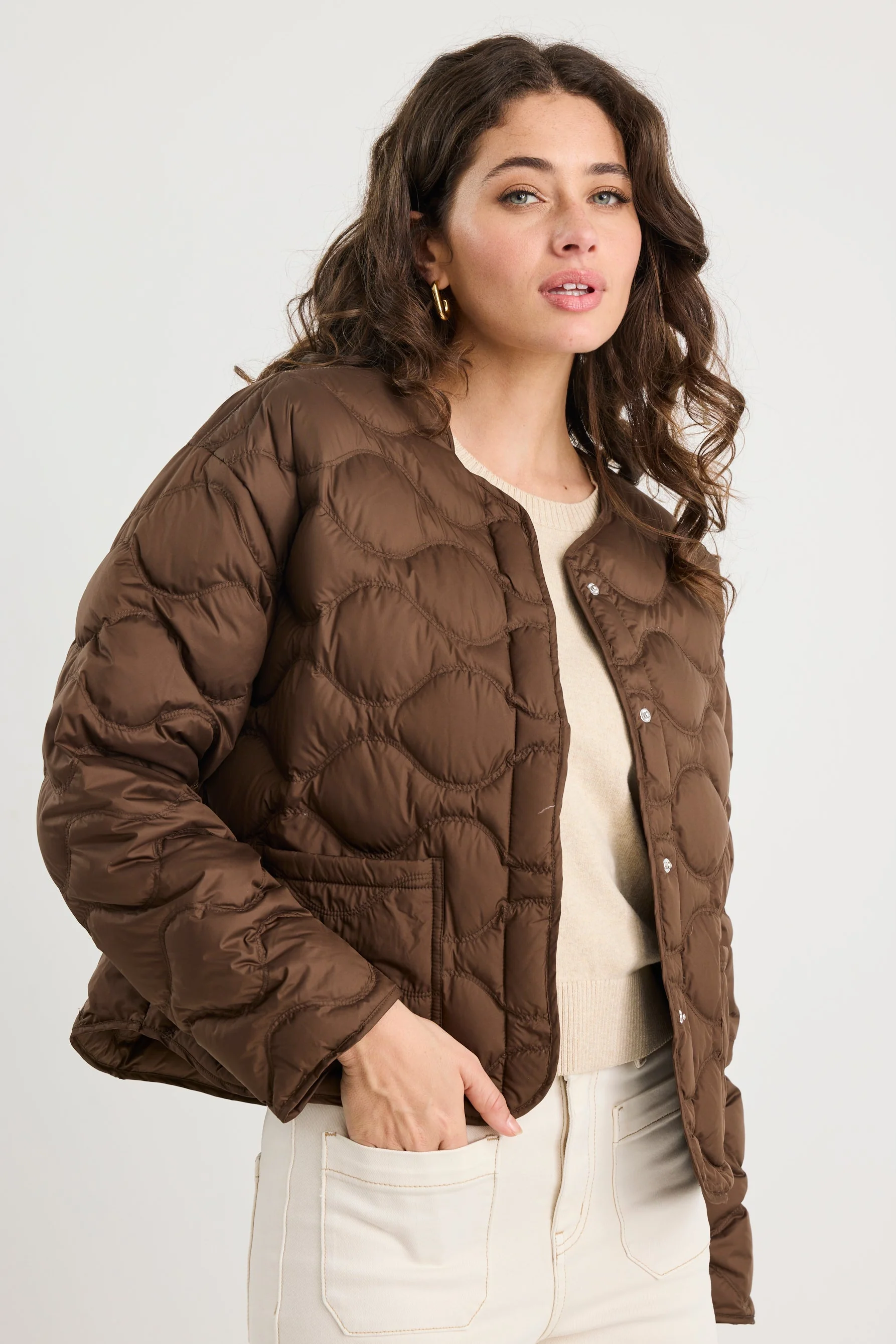 Premium Chocolate Down Filled Quilted Puffer Jacket - Image 3