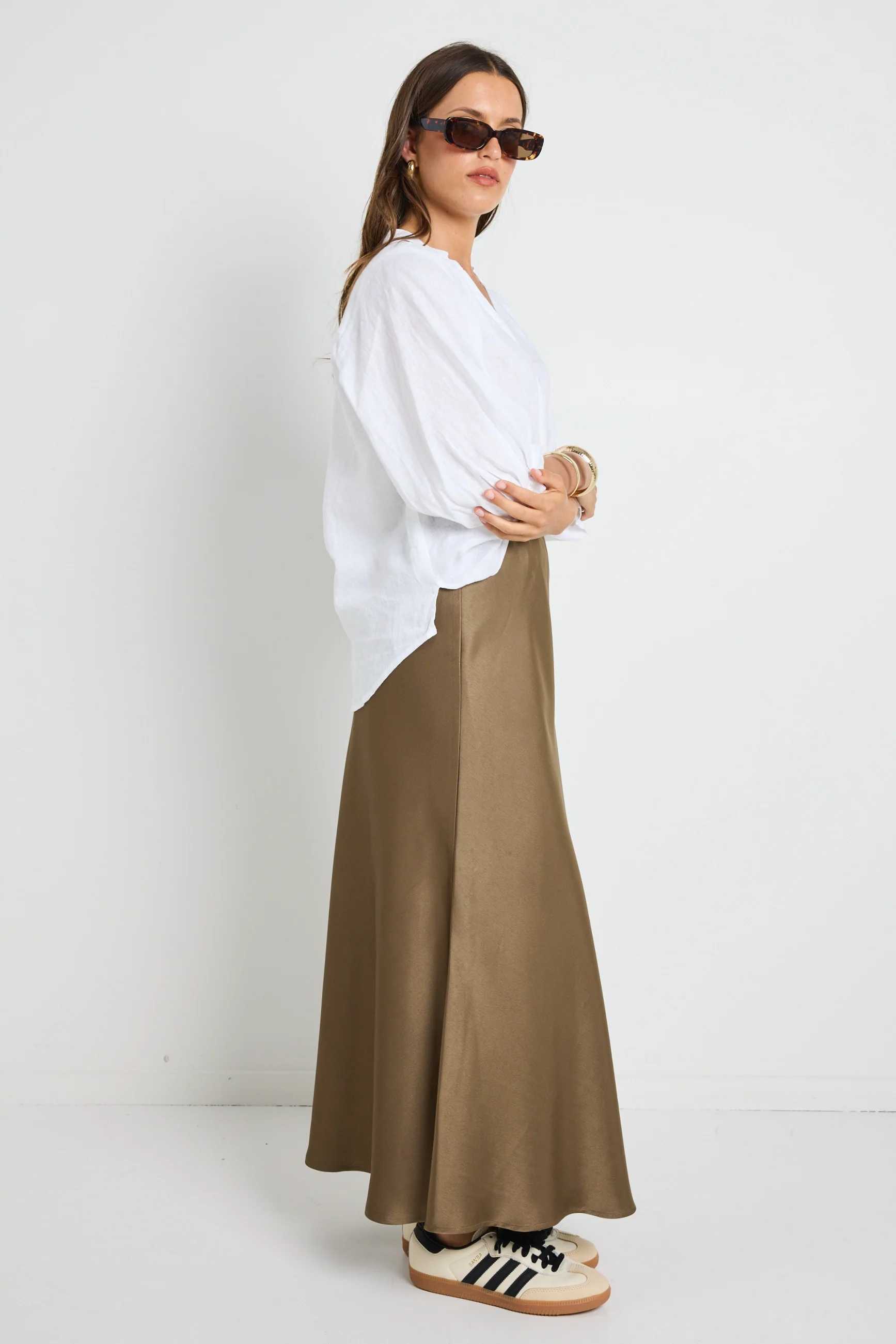 Preserve Bronze Floaty Satin Bias Maxi Skirt - Image 3