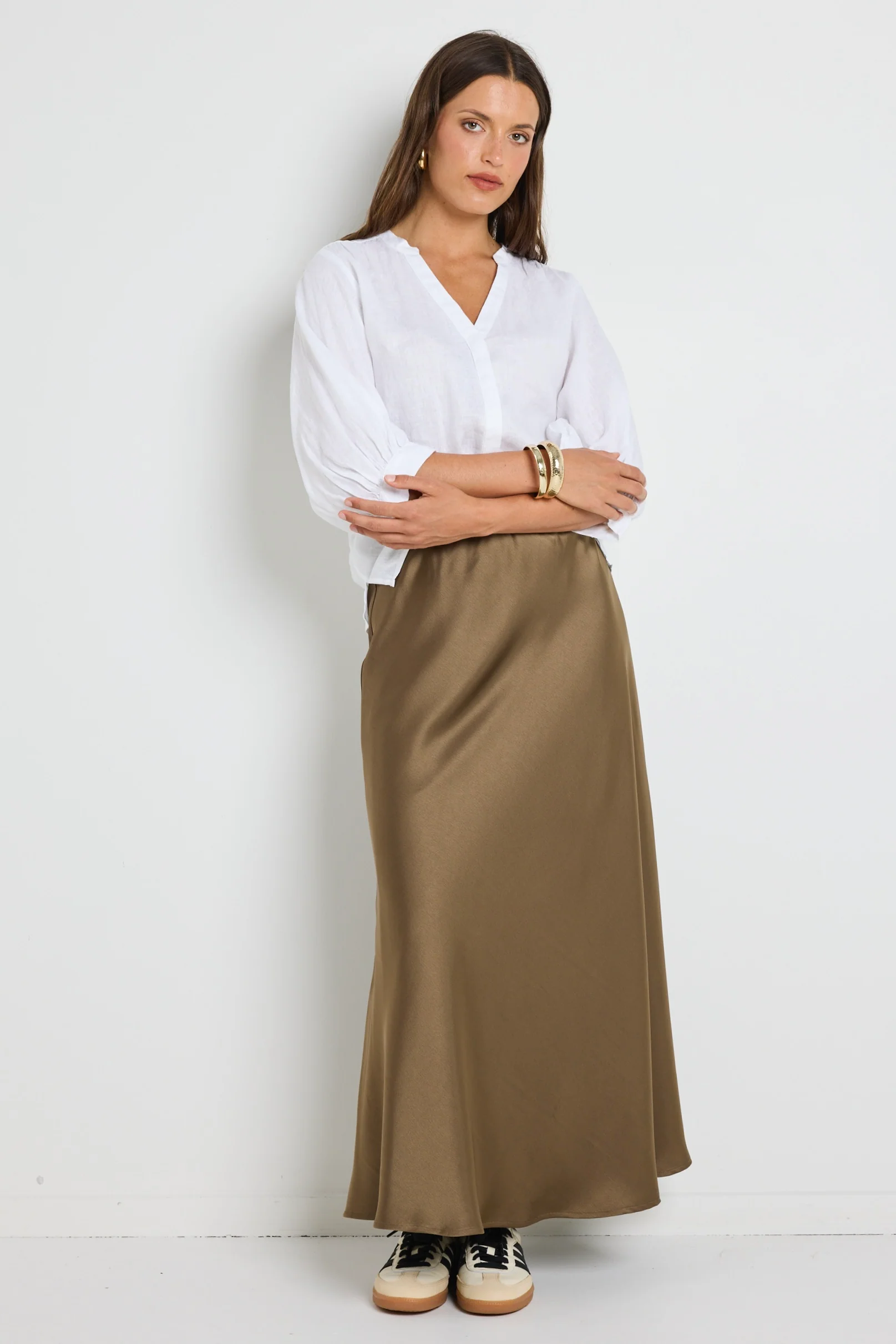 Preserve Bronze Floaty Satin Bias Maxi Skirt - Image 4